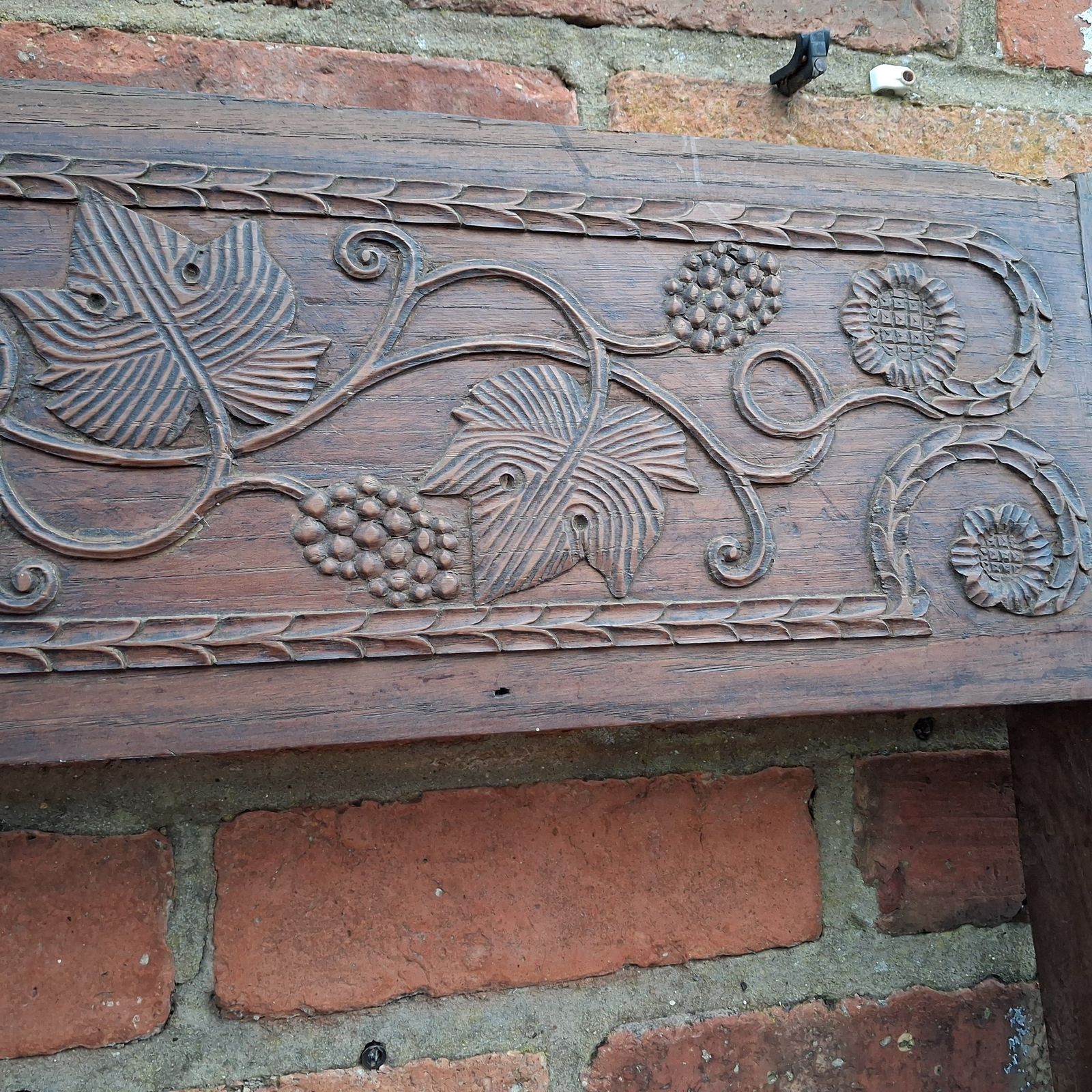 Antique Carved Wood Armoire Door & Frame photo for sale