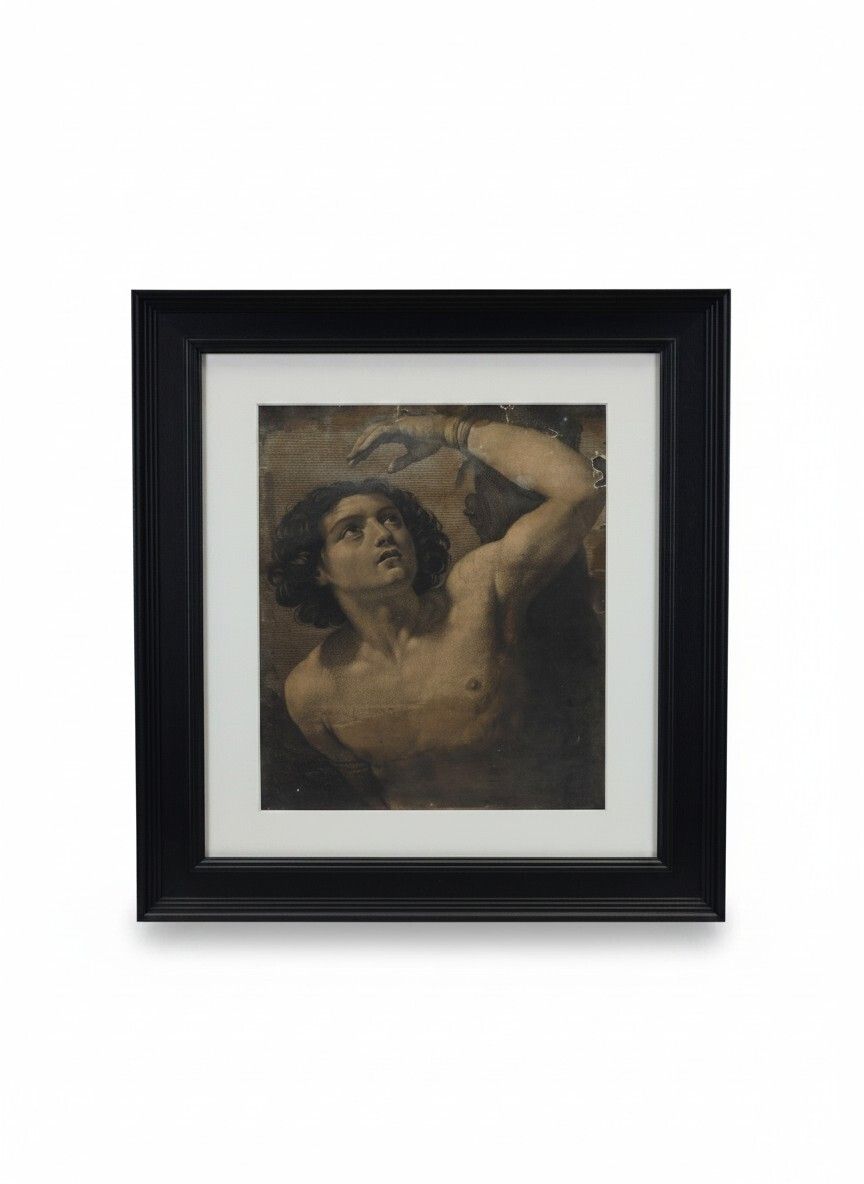A Rare 17th Century Engraving: Saint Sebastian On "Chain Laid" Paper