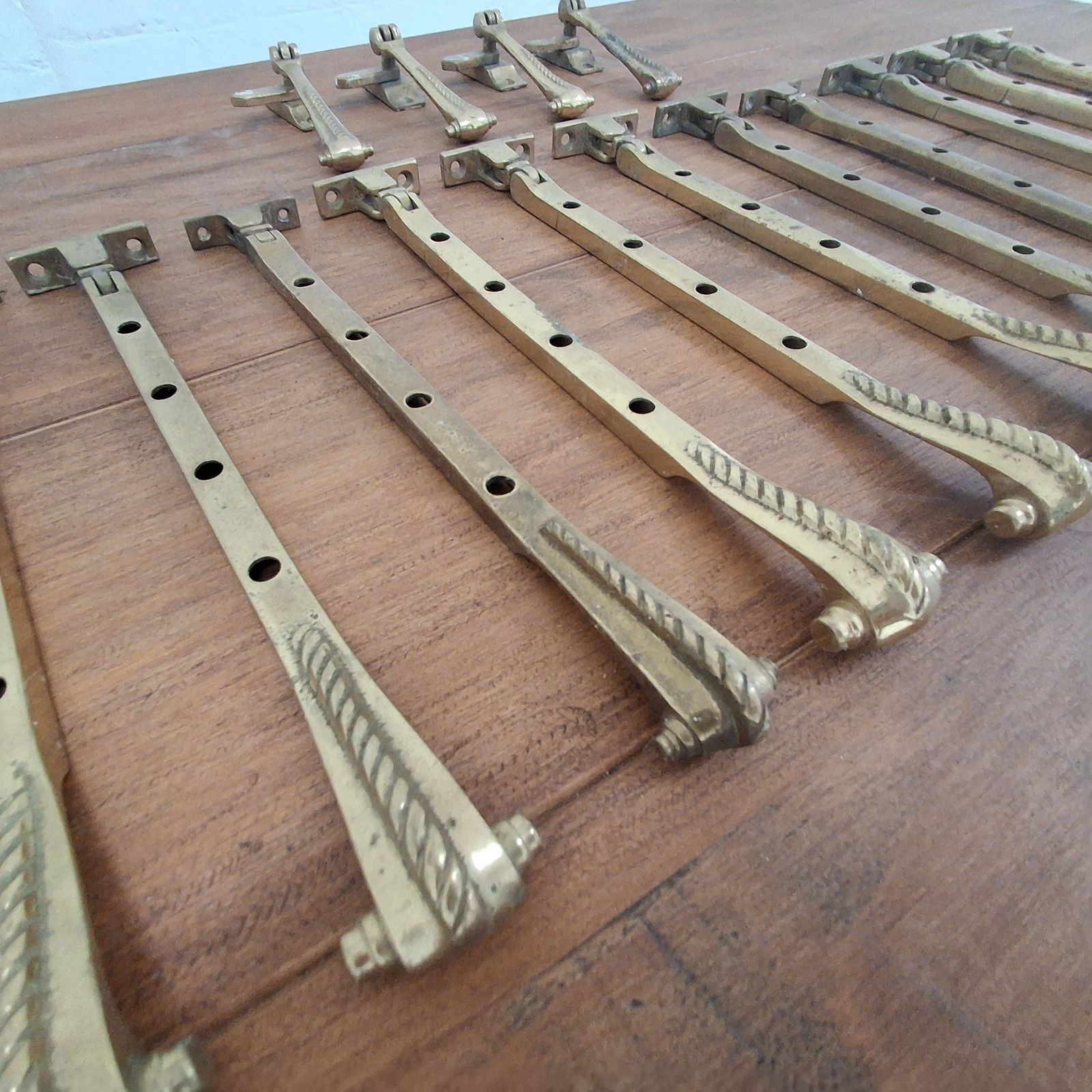 Antique Brass Window Stays, 1940s photo Home Fixtures
