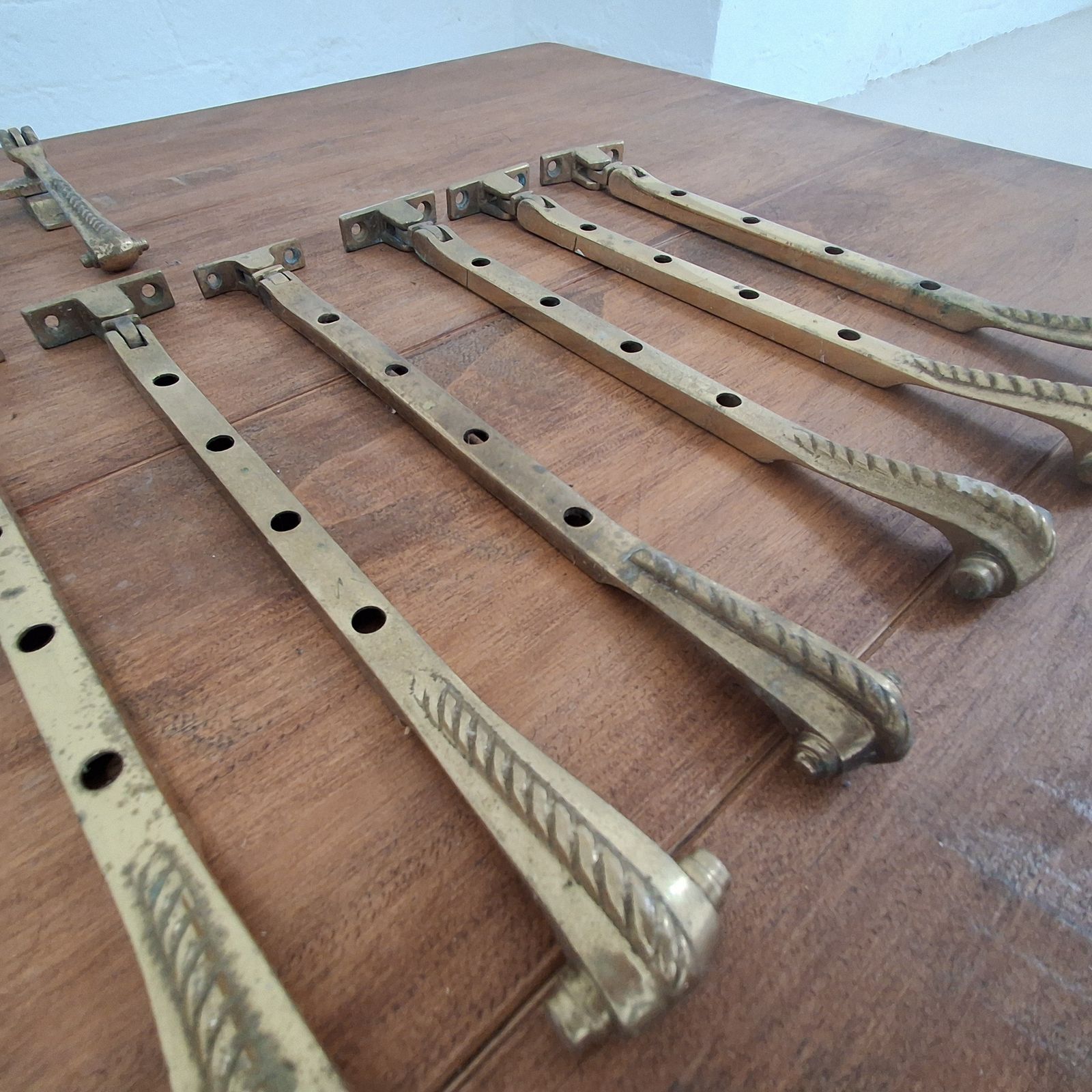 Antique Brass Window Stays, 1940s photo vinterior