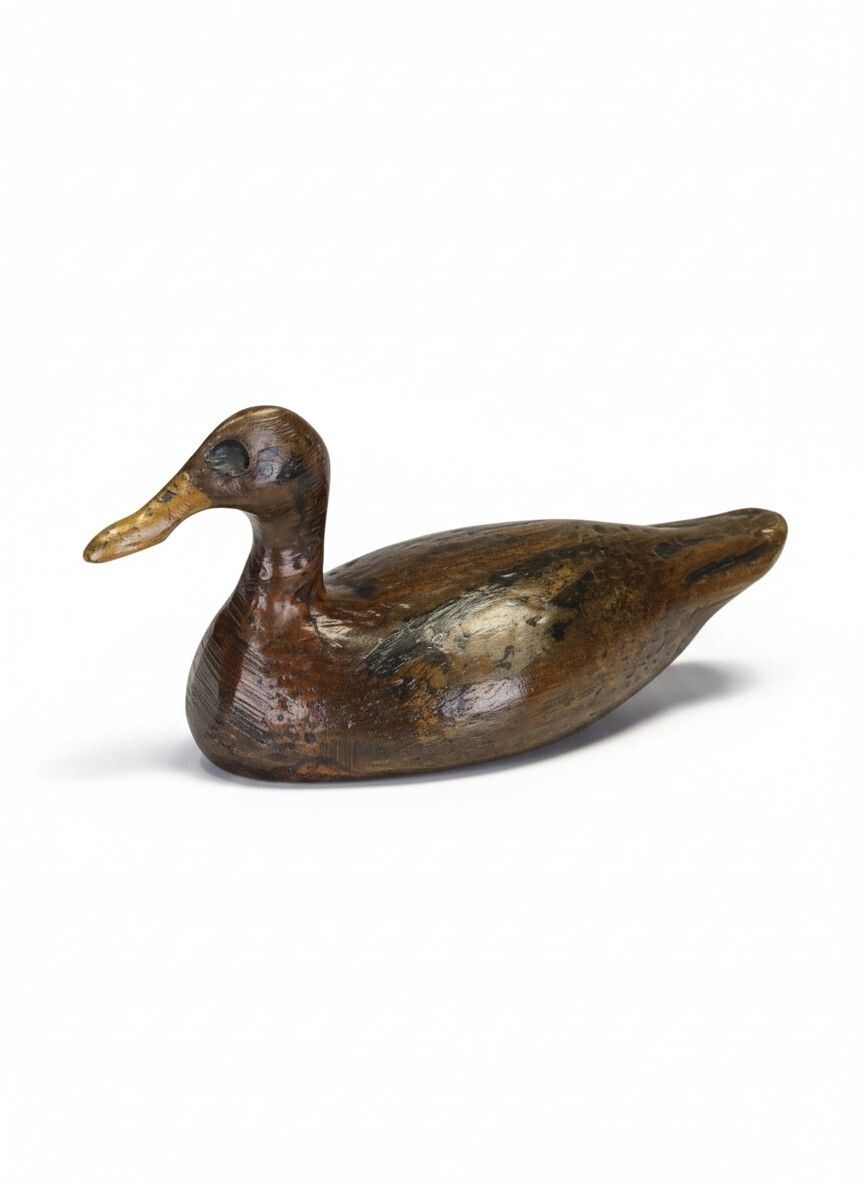 Antique 19th Century French Folk Art Carved Wooden Duck