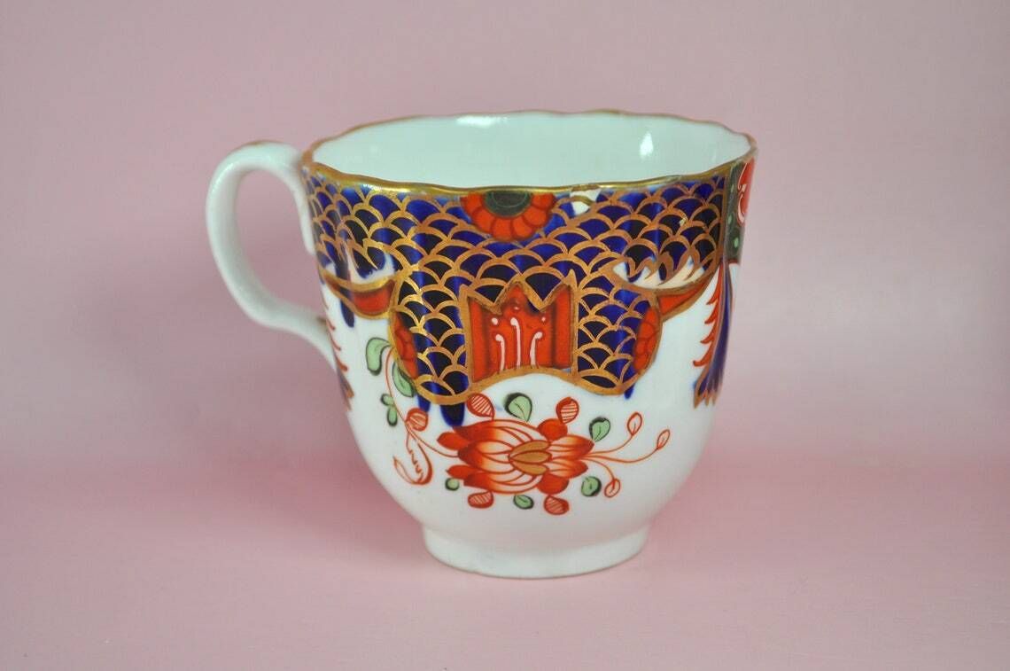 Antiek Spode Imari theekopjesset van 4, 19e eeuw, Copeland Spode Japans Imari patroon 967, zeldzaam Engels porselein, verzamelobject photo for sale