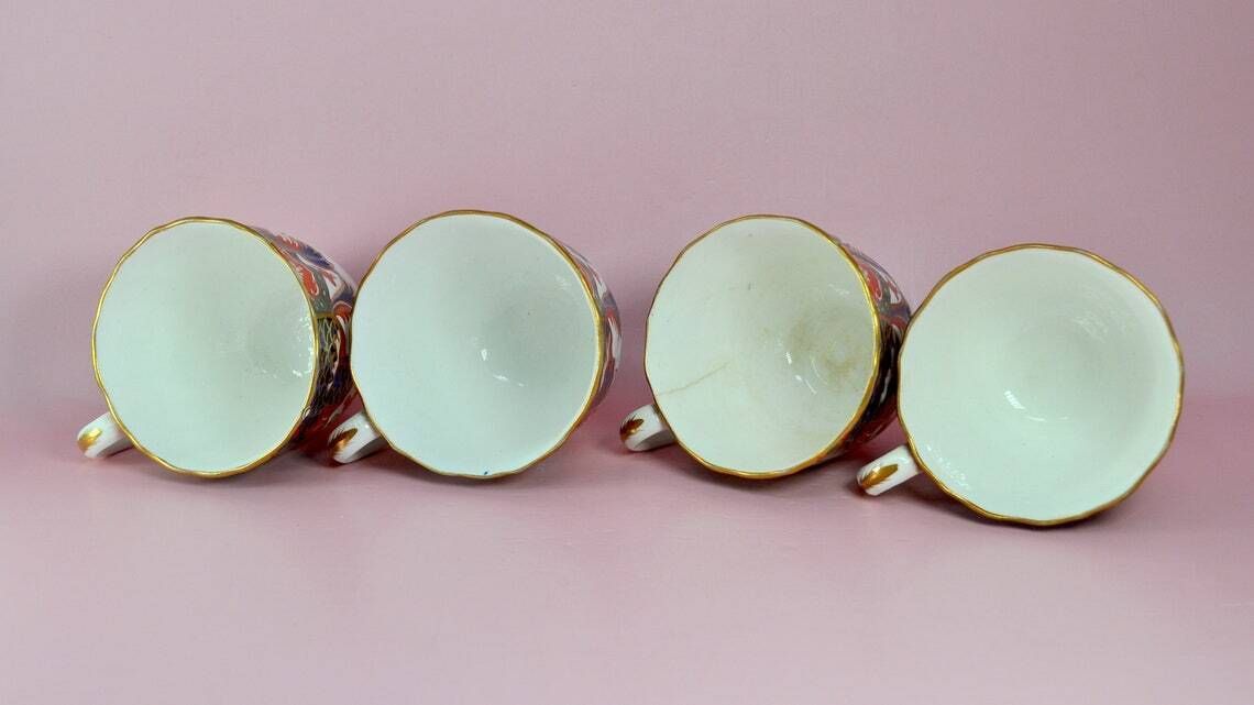 Antique Spode Imari Tea Cups Set Of 4 19th Century Copeland Spode Japanese Imari Pattern 967  Rare English Porcelain Collector photo buy