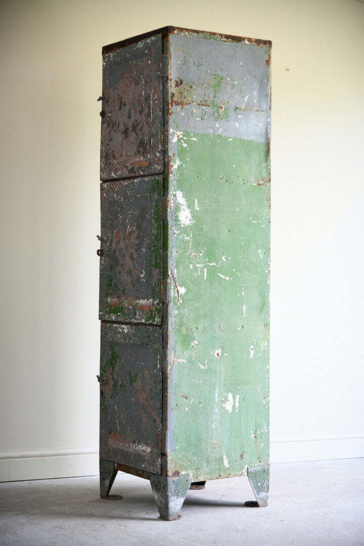 photo furniture Vintage Industrial Triple Locker Cabinet