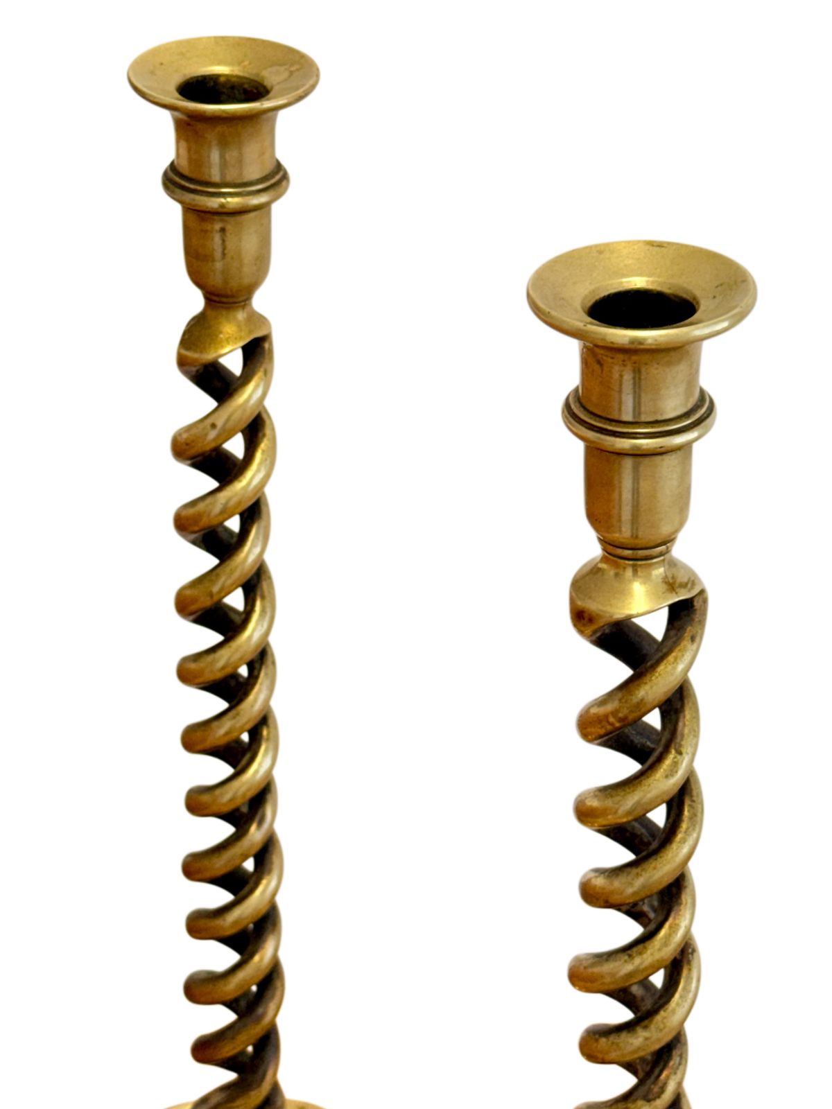 photo furniture Pair Of 19th Century Victorian Barley Twist Brass Candlestick Holders