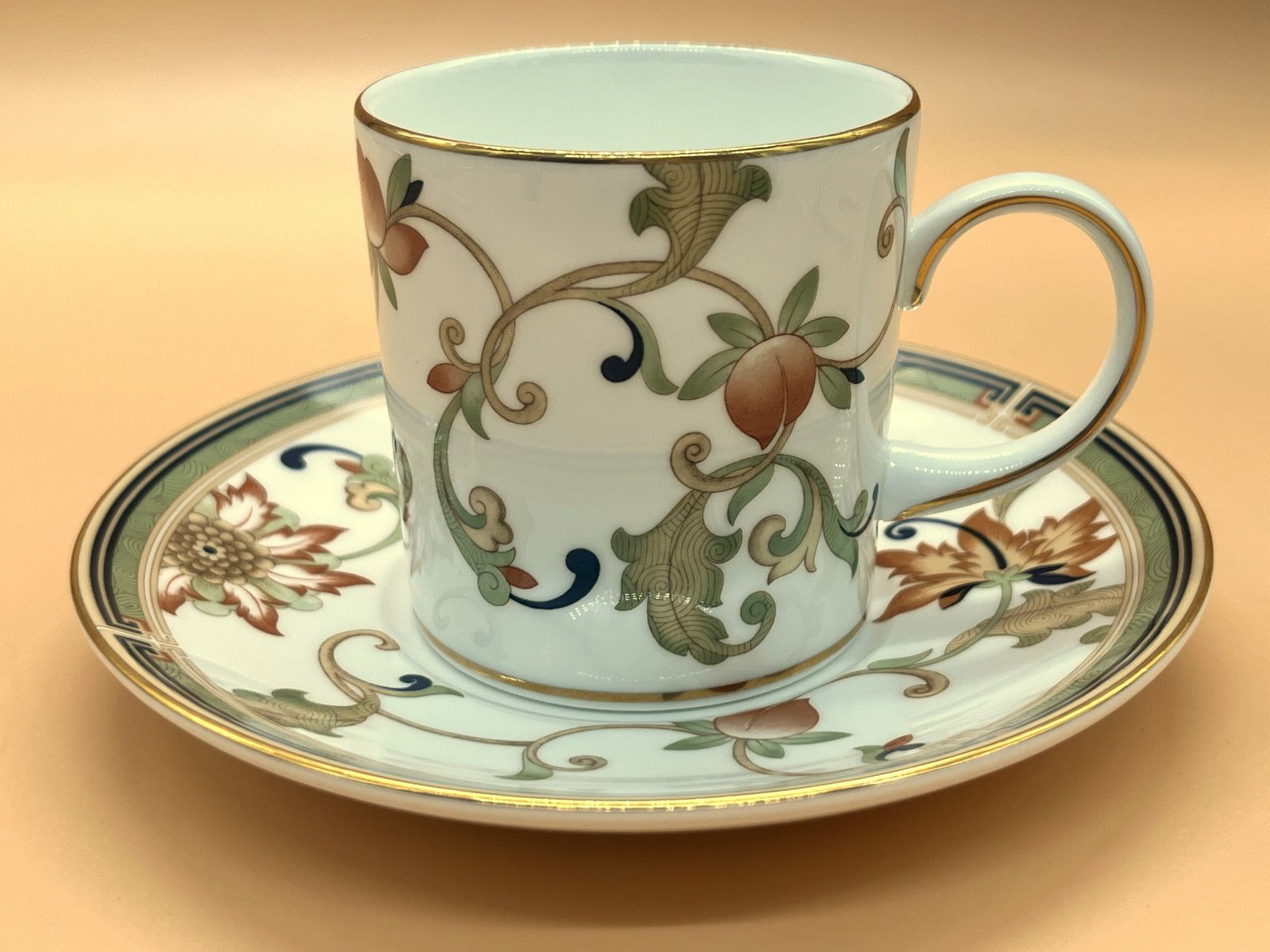 photo furniture Wedgwood China Oberon Chinoiserie Inspired Pattern Demitasse Cup & Saucer Duo. C1993.