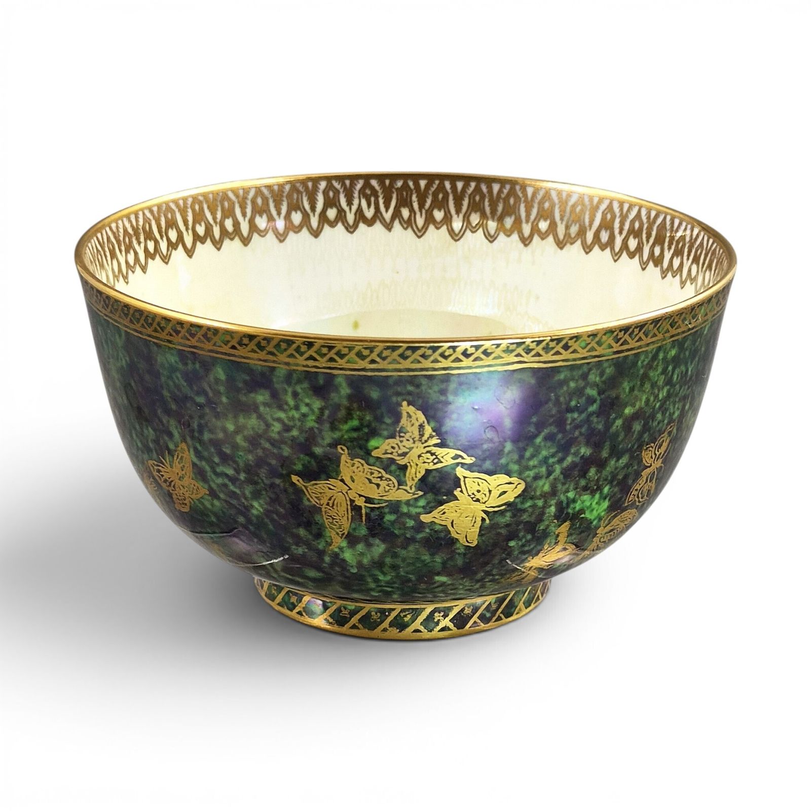 Daisy Makeig Jones Wedgwood Fairyland Lustre Green Butterfly Bowl, ca. 1920