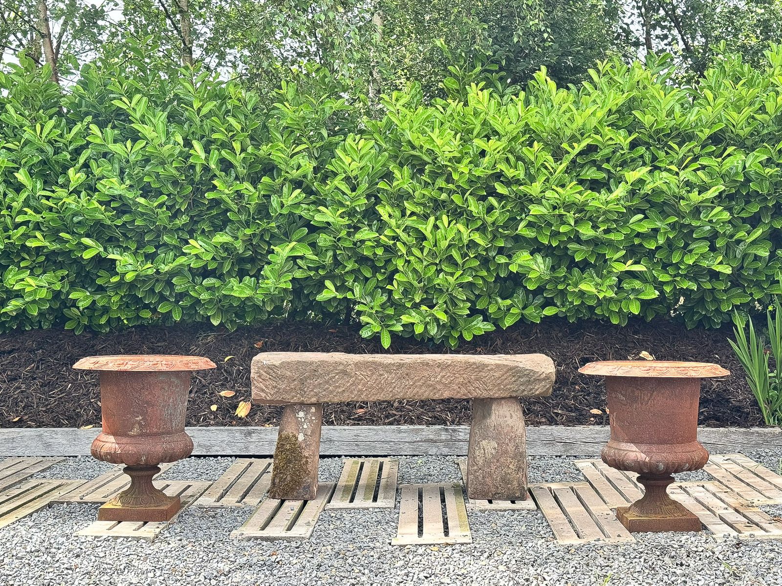 1695.0 Large Pair Cast Iron Victorian Rococo Style Garden Urn Planters Late 20th Century photo