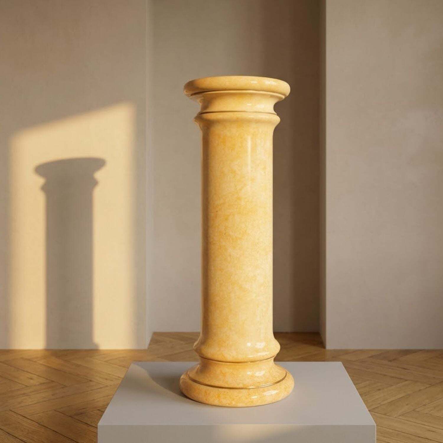 Vintage Glazed Ceramic Pedestal Column  Marbled Onyx And Marble Effect Display Stand 20th Century