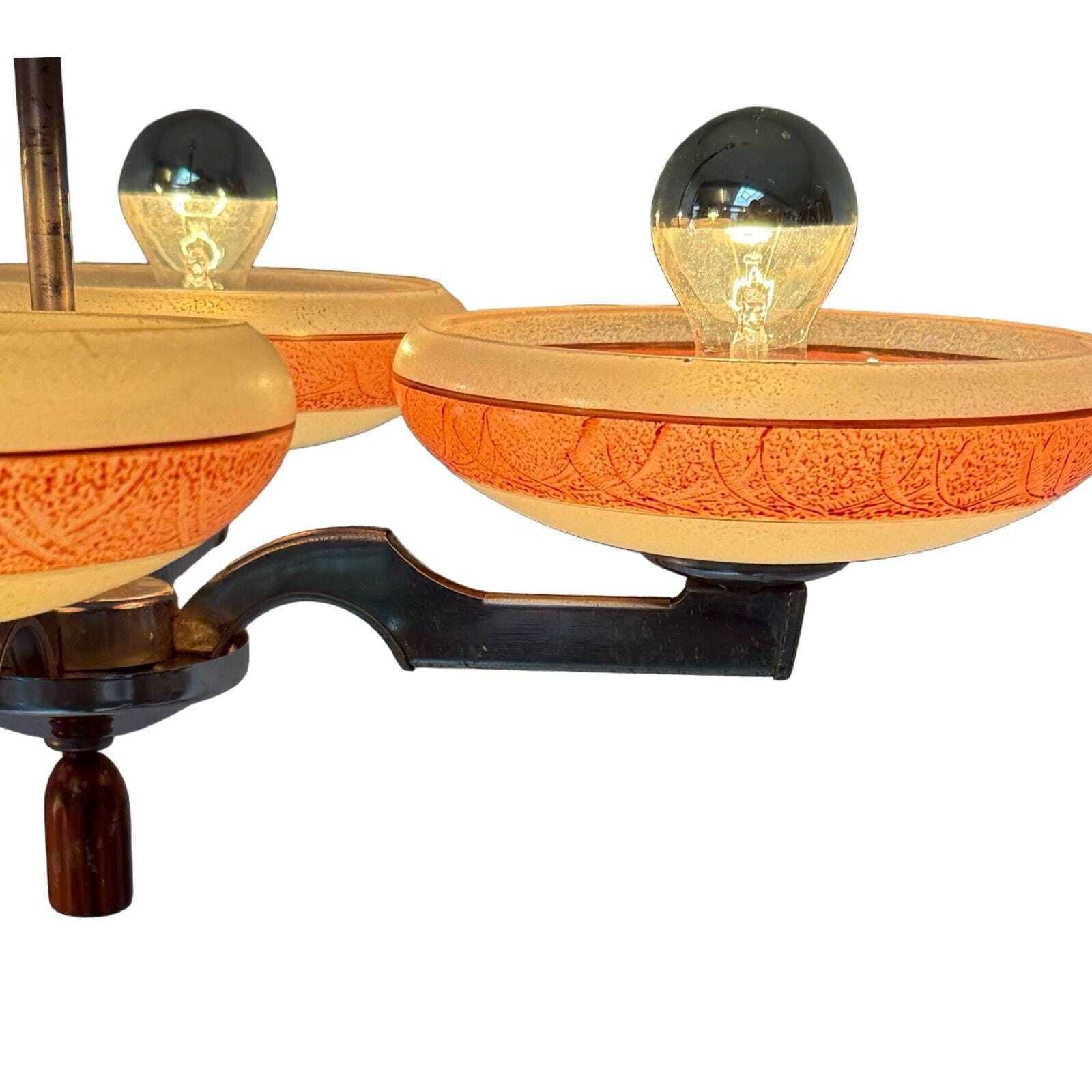 Art Deco Chandelier   Approx. 1930, Czechoslovakia   Frosted Glass, Bakelite And Chromed Metal Frame   4 Bulbs photo 537.0