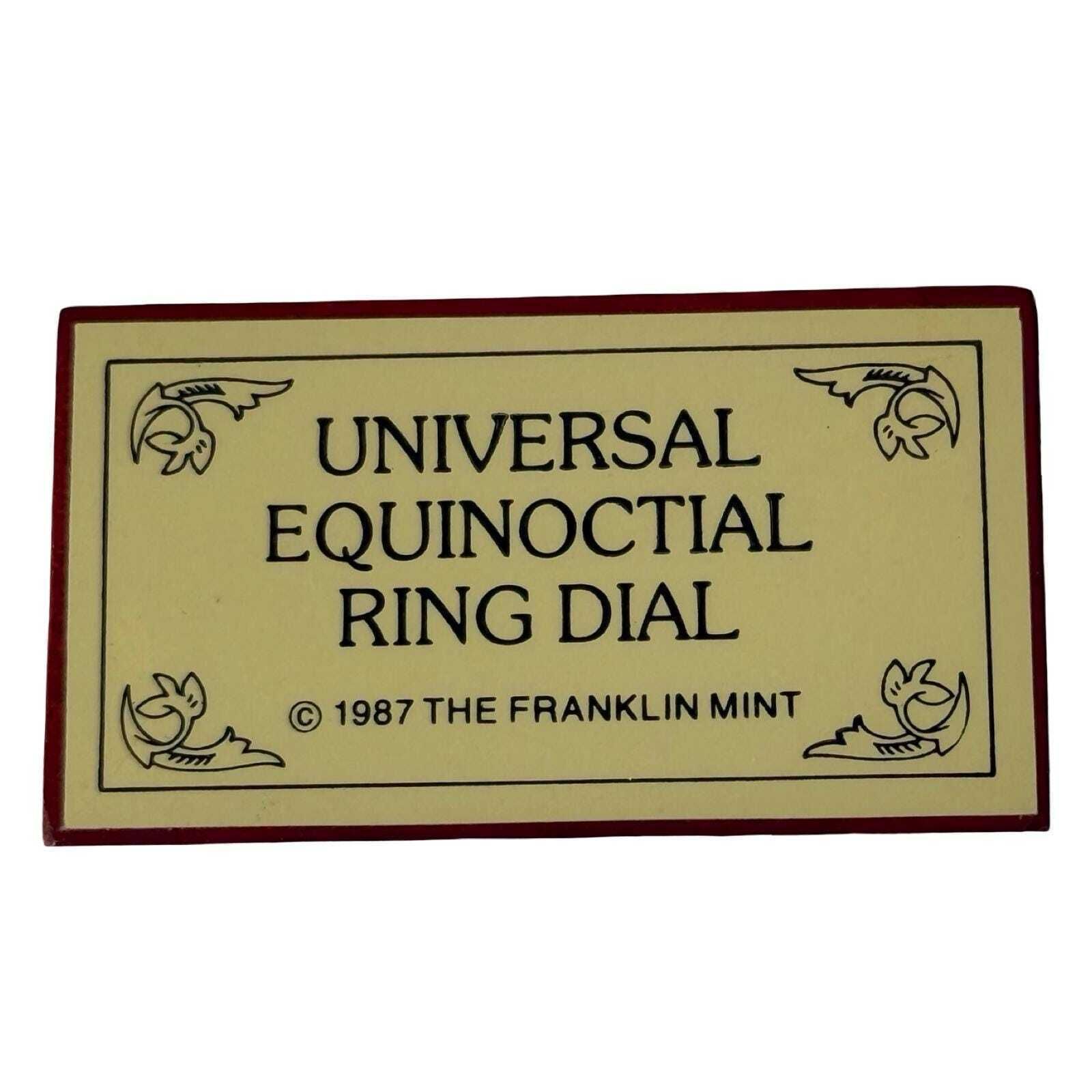Franklin Mint   Equinoctial Ring Dial   Verguld Messing op Houten Sokkel   1987 photo for sale