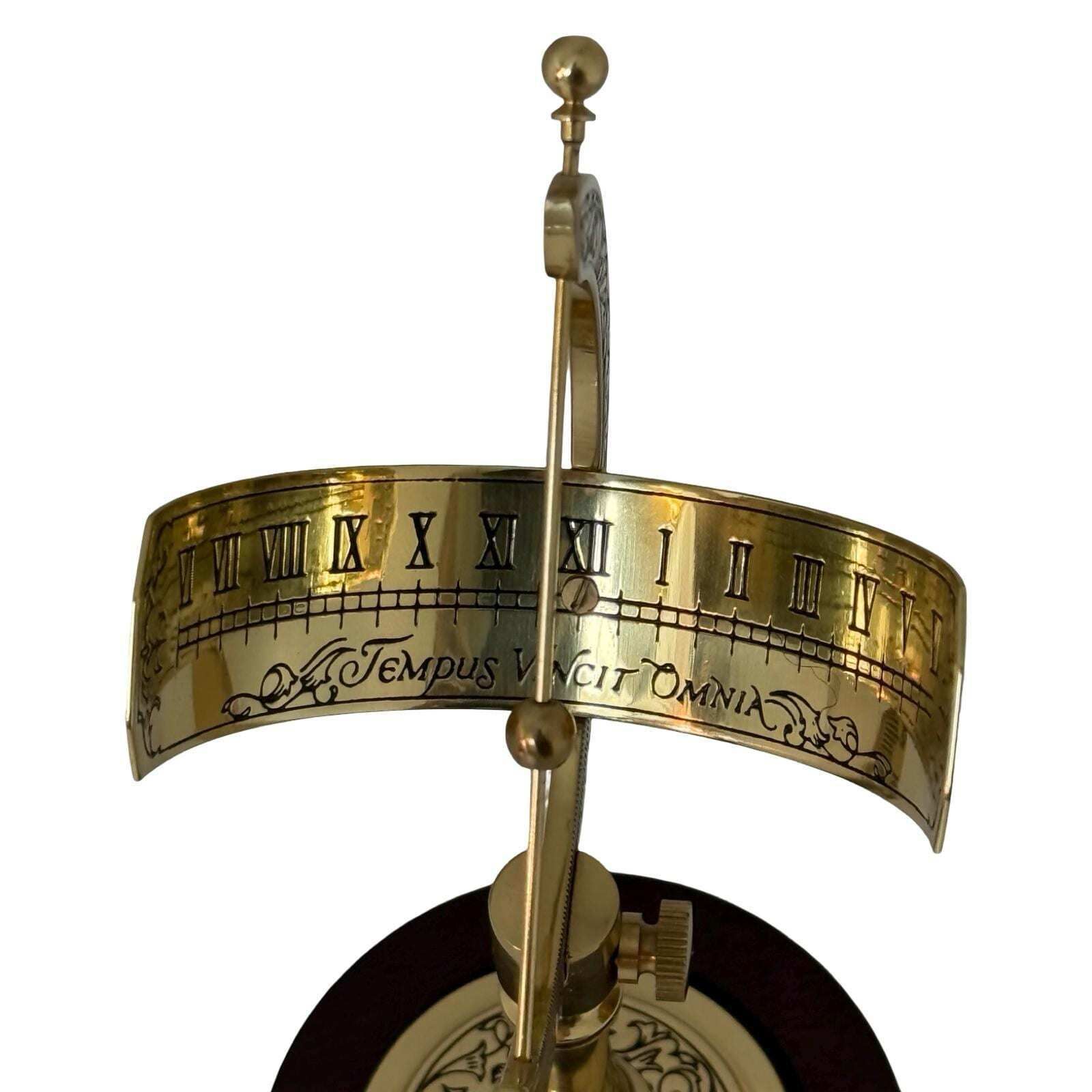 Franklin Mint   Equatorial Sundial   Gold Plated Brass On Wooden Mount   1987 photo 124.0