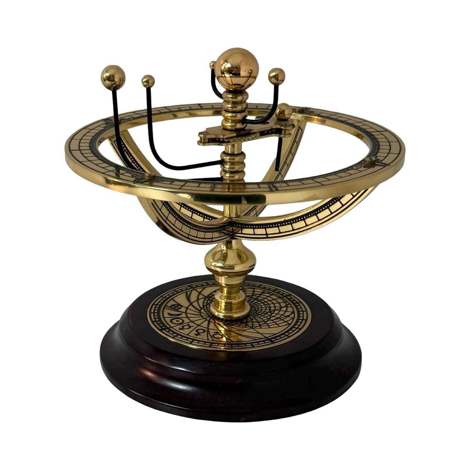 Franklin Mint   Orrery   Gold Plated Brass On Wooden Mount   1987 photo furniture