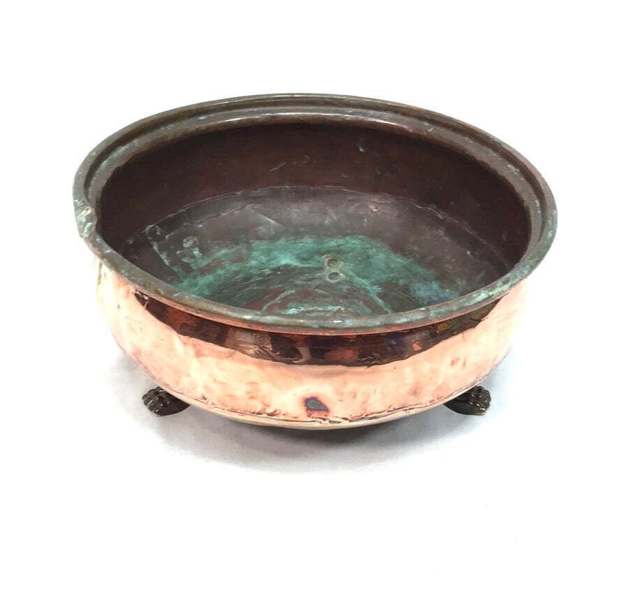 Antique Art Nouveau Copper Planter / Low Plant Pot / Jardiniere Arts & Crafts photo 75.0