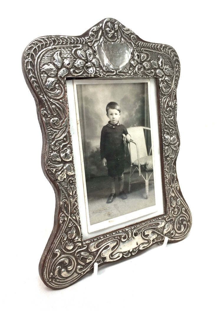 Antique Edwardian Wooden & Sterling Silver Photo Frame Art Nouveau Chester C1905 photo Home Decor