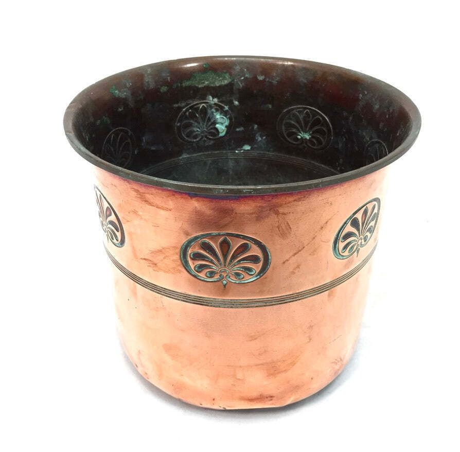 Antique Art Nouveau Copper Planter / Plant Pot / Jardiniere Arts & Crafts C.1900 photo furniture