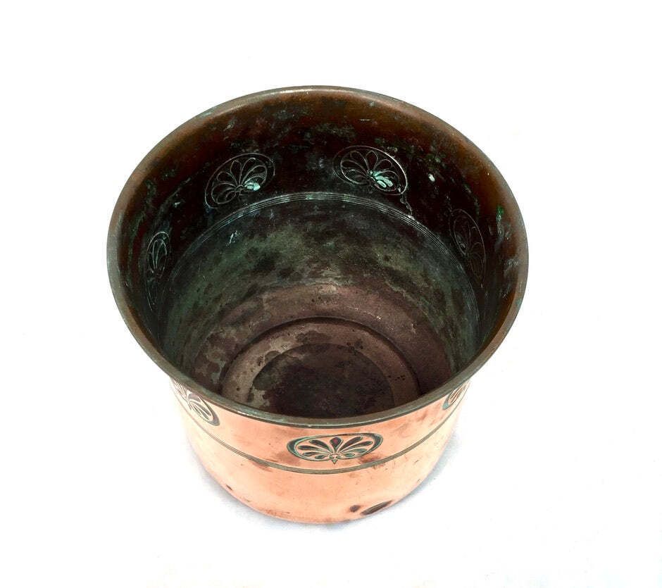 Antique Art Nouveau Copper Planter / Plant Pot / Jardiniere Arts & Crafts C.1900 photo Home Decor