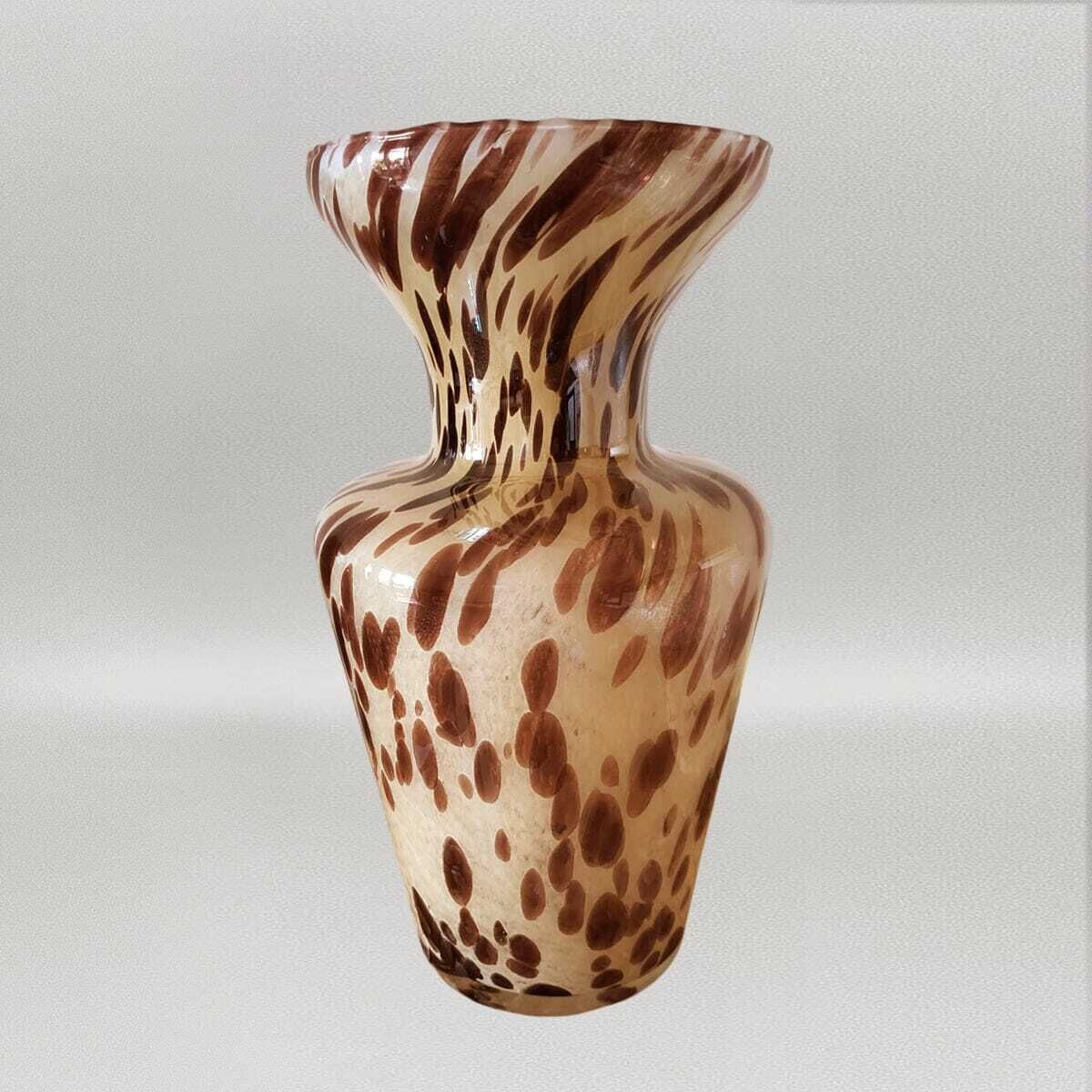 Vase de luxe artisanal en verre de Murano, années 1970, par Maestro Del Vetro. Fabriqué en Italie photo Décoration
