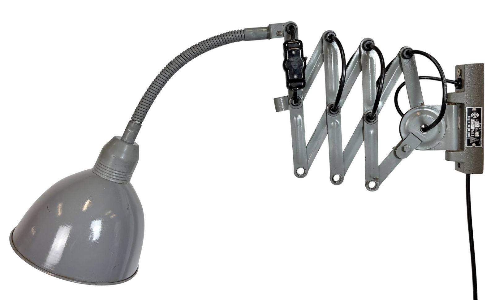 Grey Industrial Gooseneck Scissor Wall Lamp From Elektroinstala, 1960s
