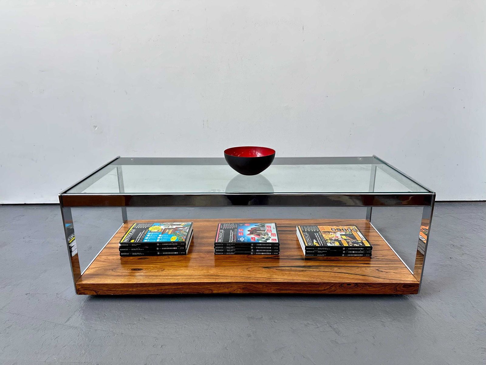 Vintage 1970s Merrow Associates Rosewood & Chrome Coffee Table By Richard Young. Modernist. Danish
