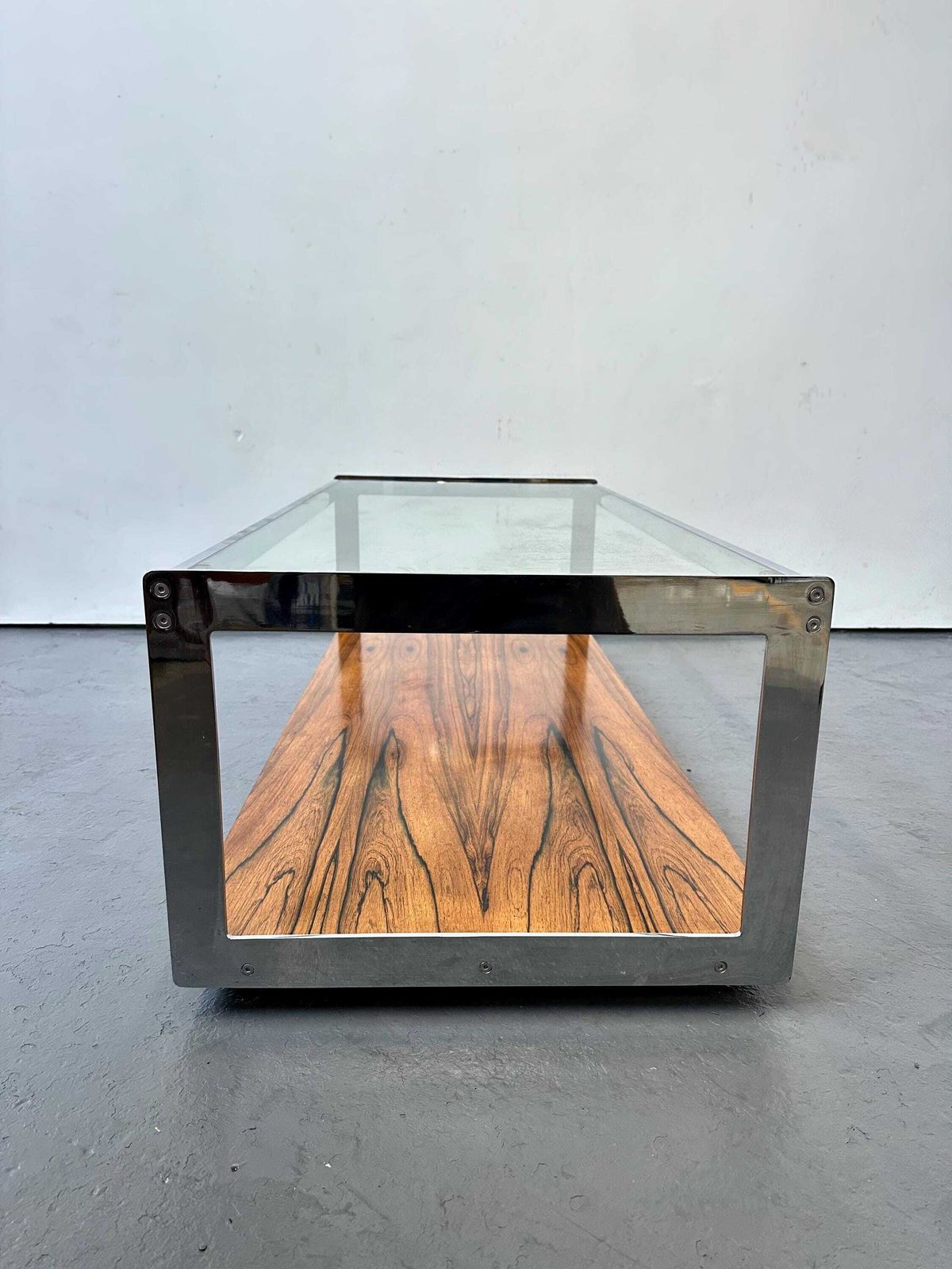 photo for sale Vintage 1970s Merrow Associates Rosewood & Chrome Coffee Table By Richard Young. Modernist. Danish