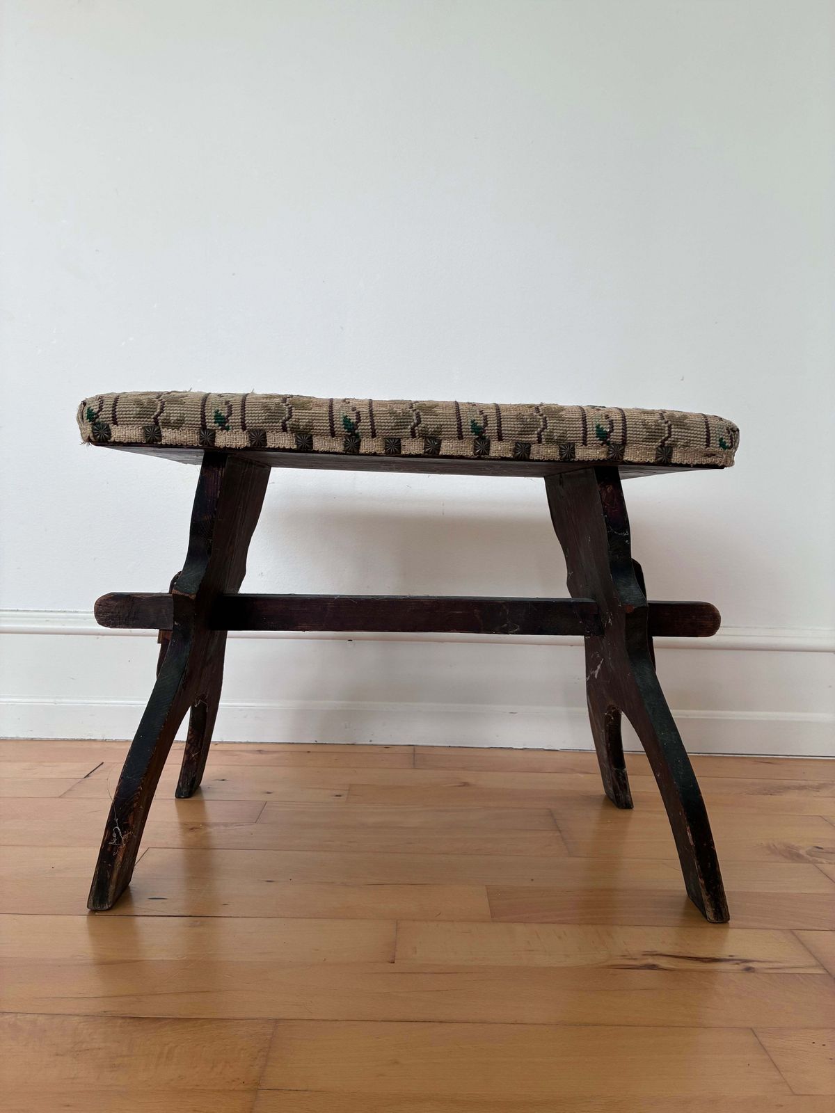 Antique Rustic Spanish Small Entryway Bench photo vintage
