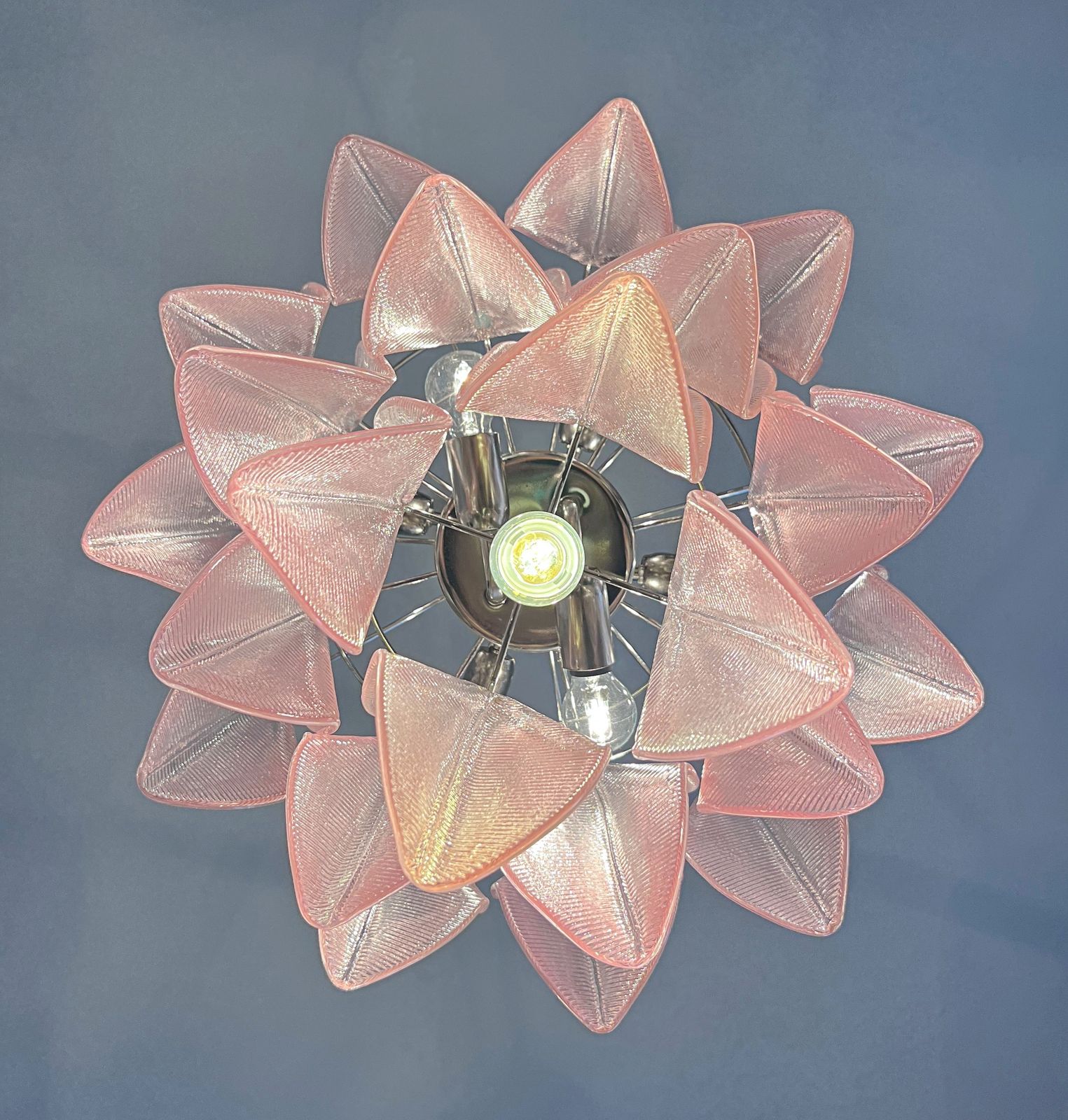 photo buy Italian Vintage Murano Chandelier   Mazzega   23 "Rondini" Pink Glass