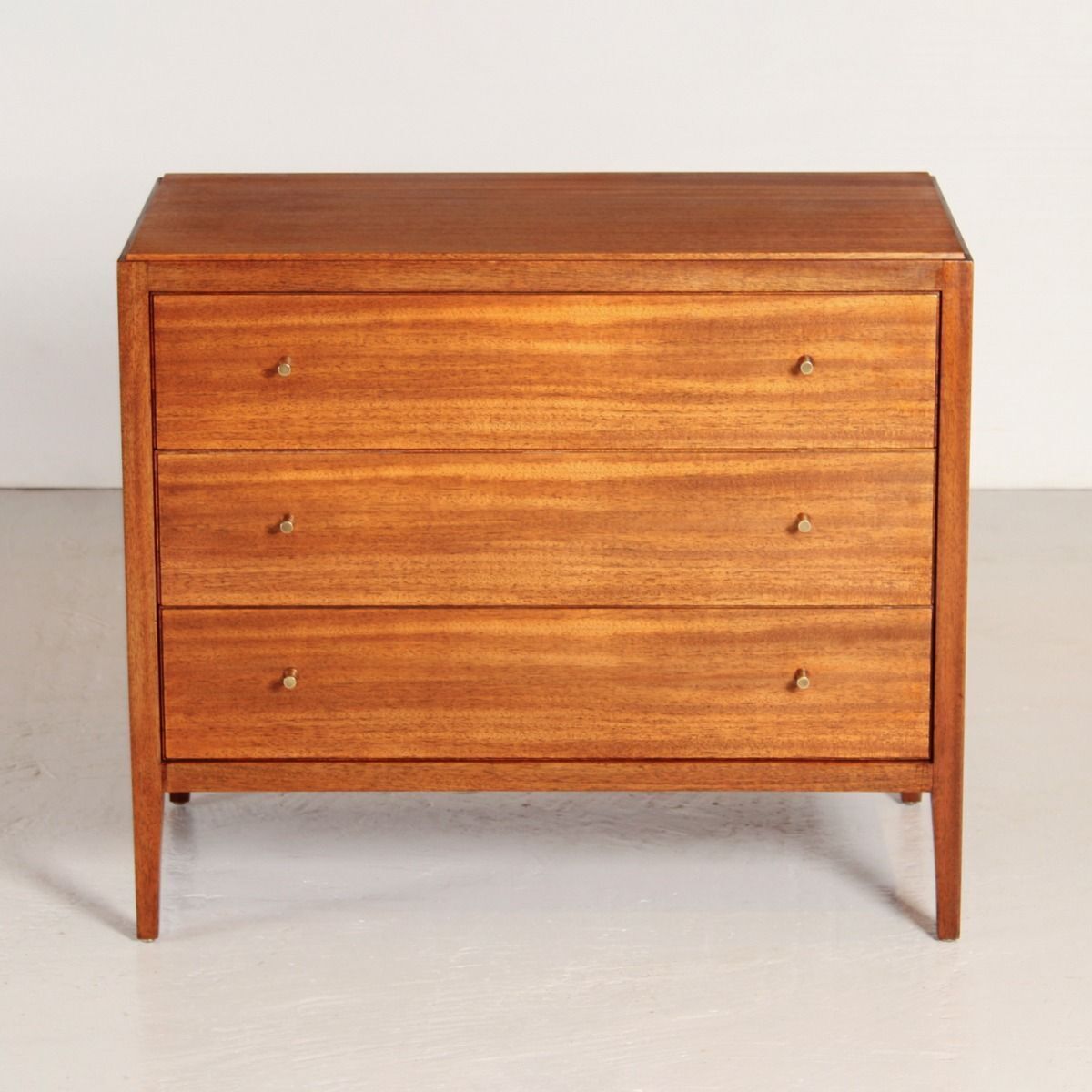 Midcentury Mahogany Chest Of Drawers With Brass Handles By Loughborough Furniture For Heals C.1960s