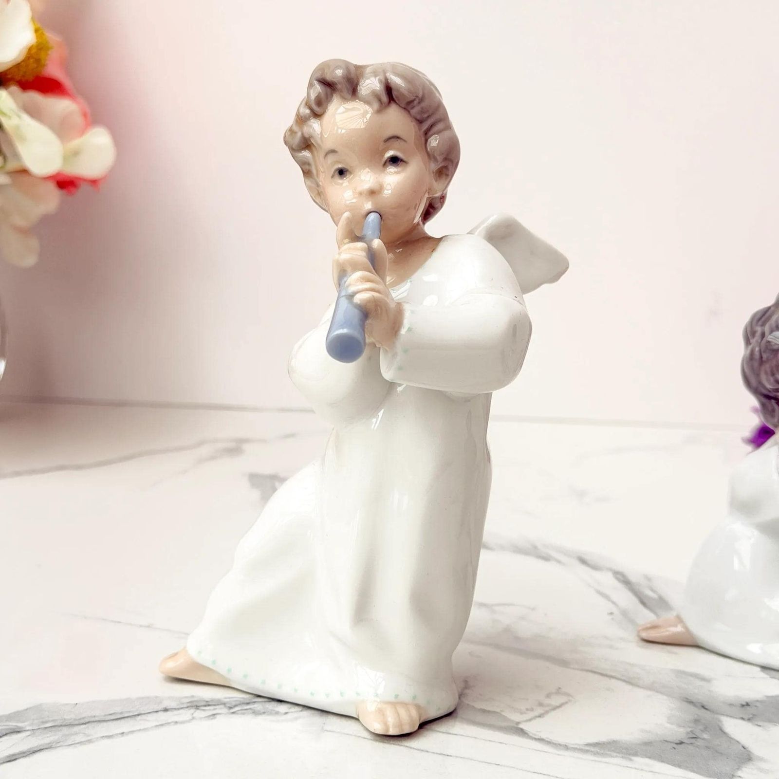 Lladro Set 3 Engelenfiguren Dreaming Flute Reclining Vintage Keramiek Spanje photo furniture