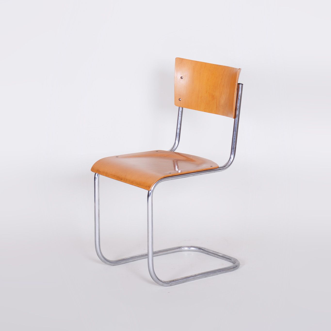 Set Of Czech Beech Bauhaus Chairs By Robert Slezak, Four Pieces, Chrome, 1920s photo buy