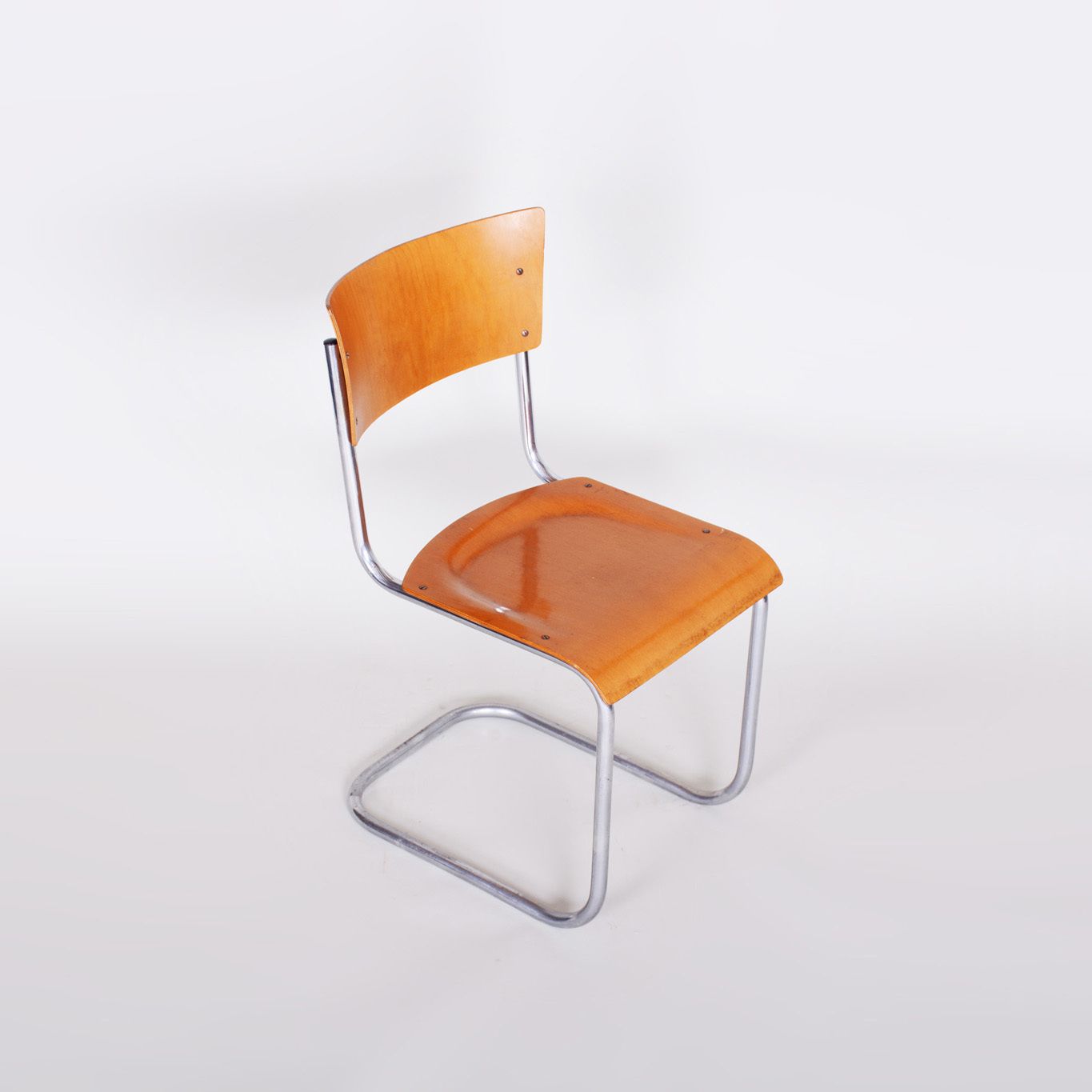 Furniture Set Of Czech Beech Bauhaus Chairs By Robert Slezak, Four Pieces, Chrome, 1920s photo