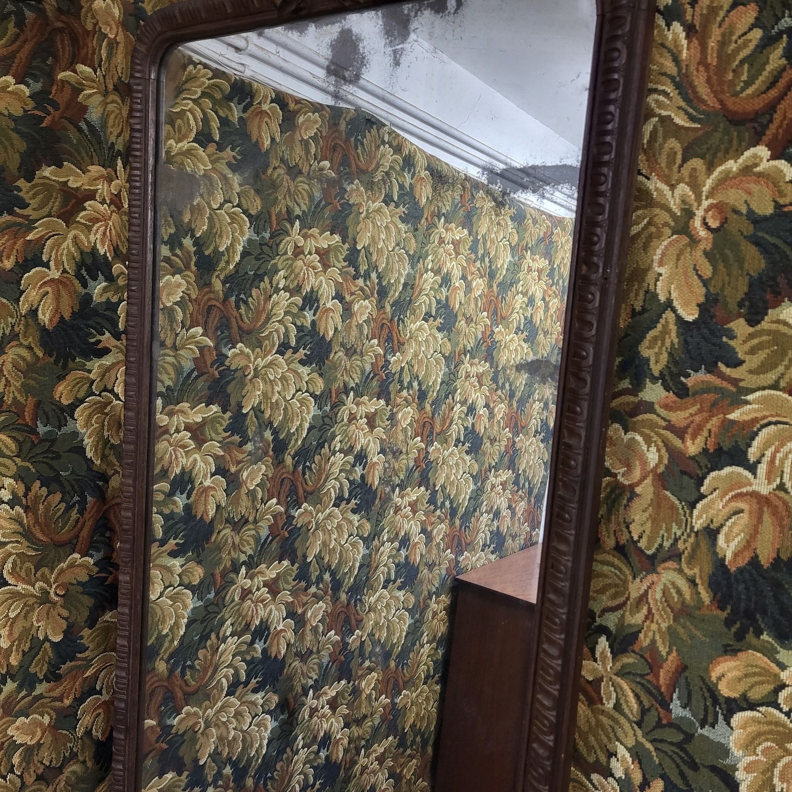 Large French Carved Oak Pier Mirror photo furniture