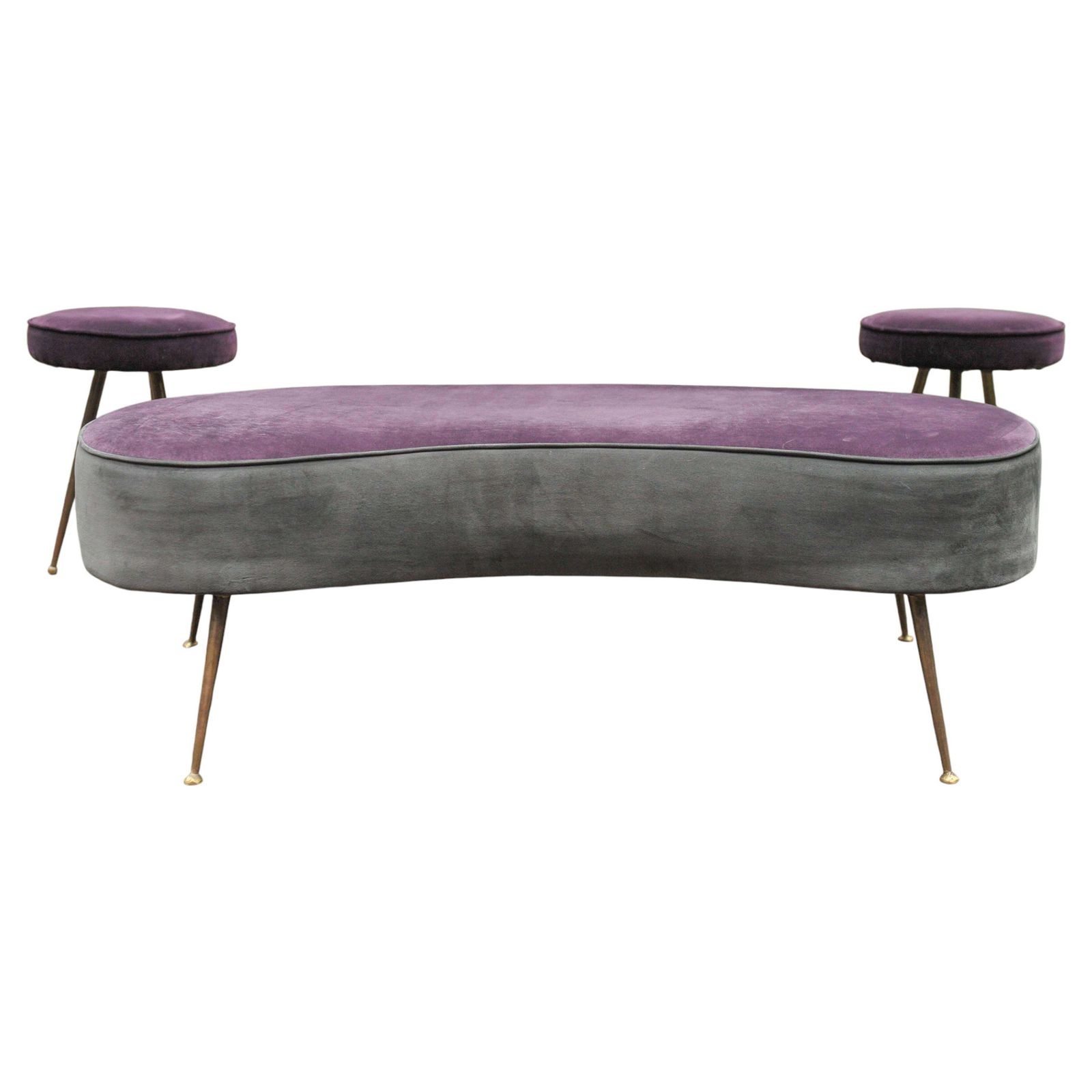 Gio Ponti Inspired Curved Ottoman With A Matching Pair Of Stools photo Furniture