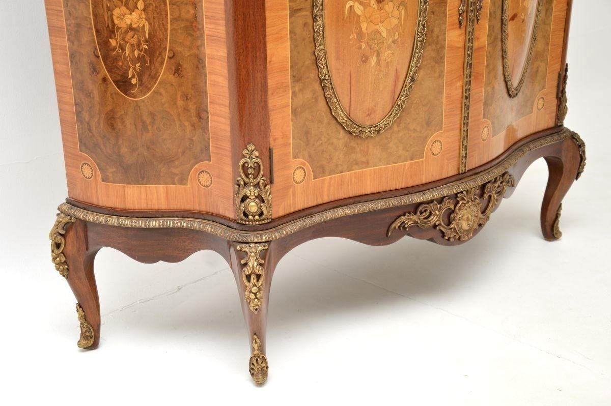 Antique French Inlaid Marquetry Marble Top Cabinet photo vinterior