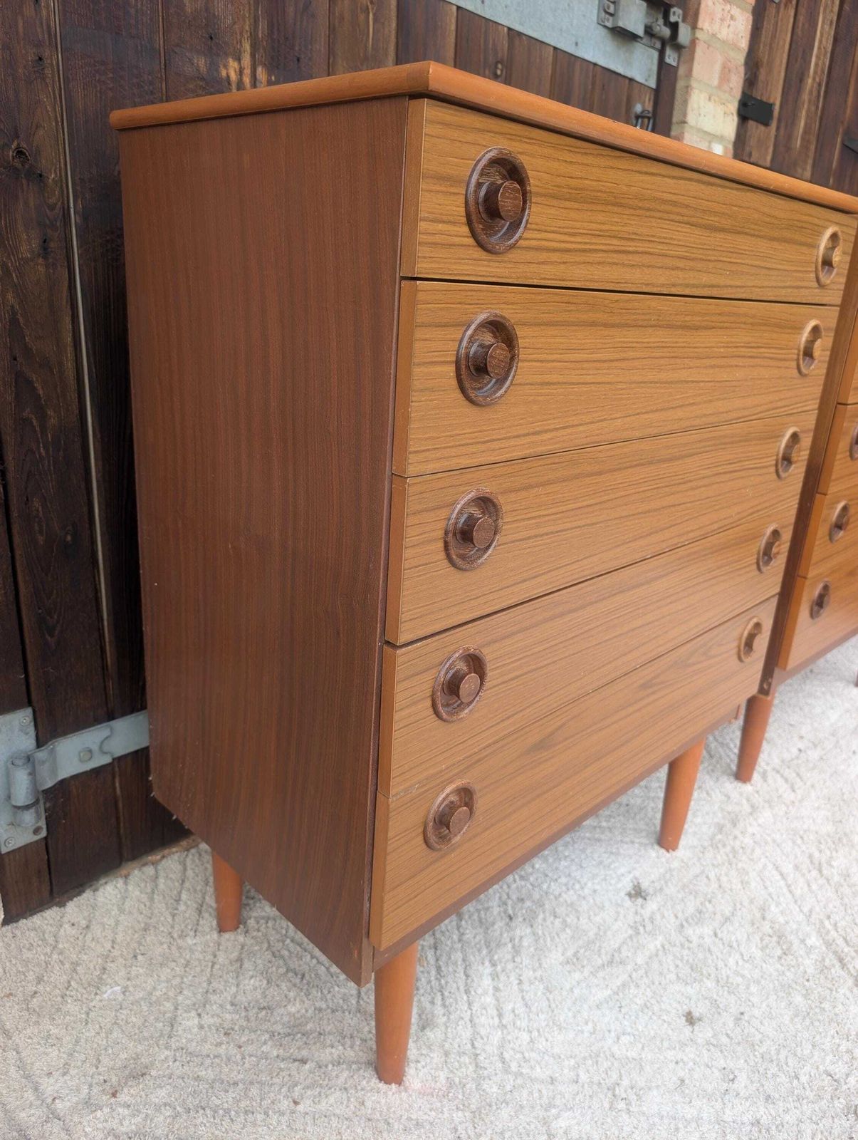 A Pair Of Matching Retro Vintage Mid Century Modern Chest Of 5 Drawers. photo 350.0