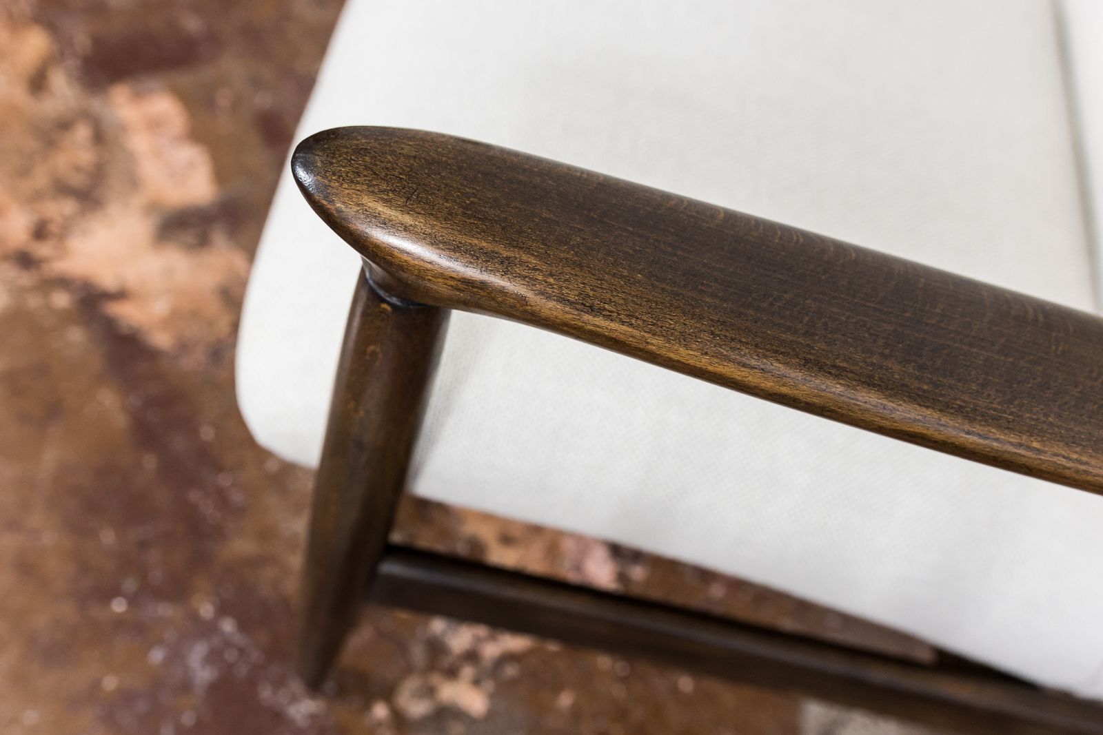 photo for sale Mid Century Modern High Back Armchair By Edmund Homa In Kvadrat Fabric, Gfm, Poland, 1960's