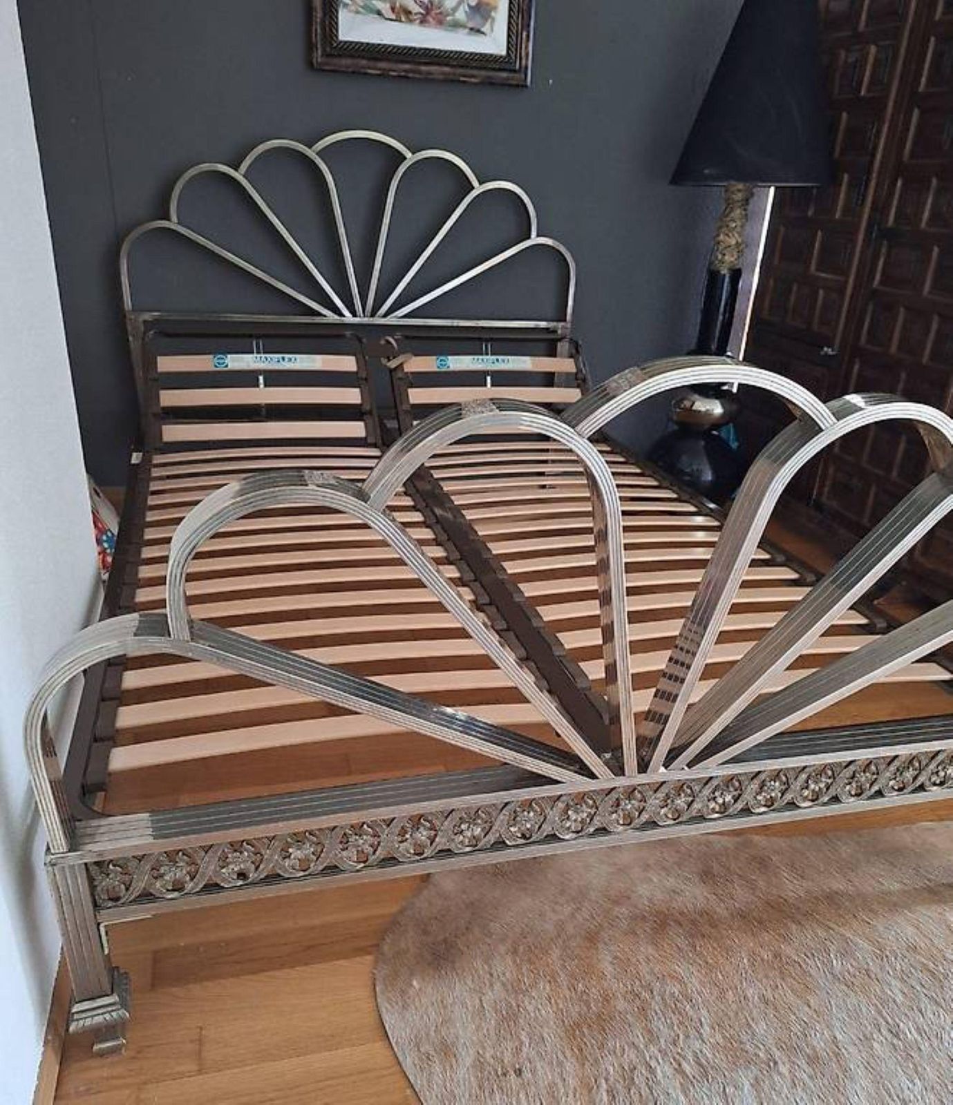 Exquisite Art Deco Bed In Peacock Tail Shape With Headboard And Footboard photo Furniture