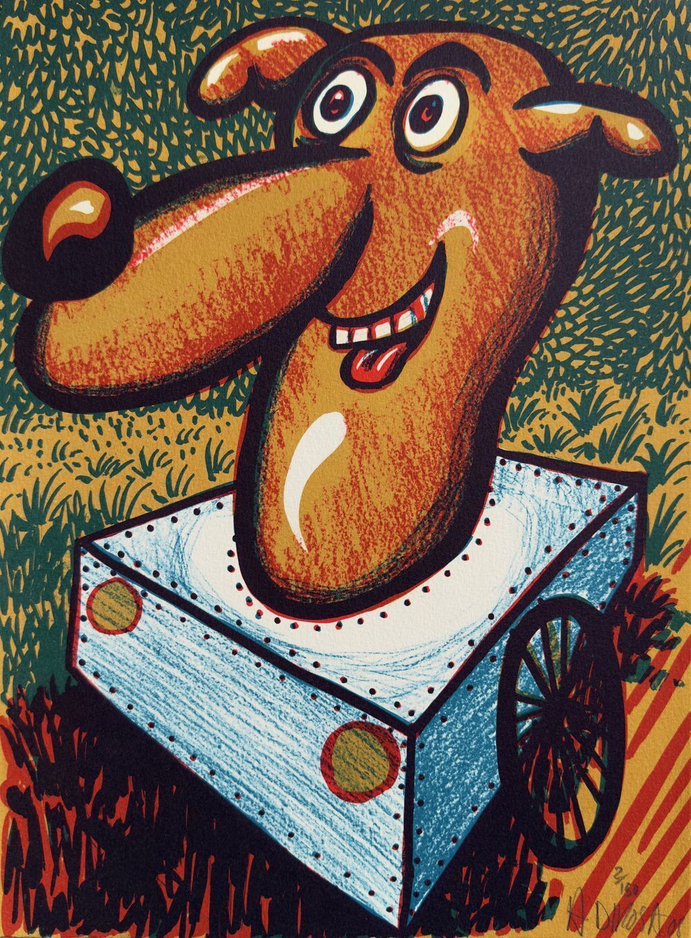 Lithographie signée Hervé Di Rosa, Mécanimal, 2008