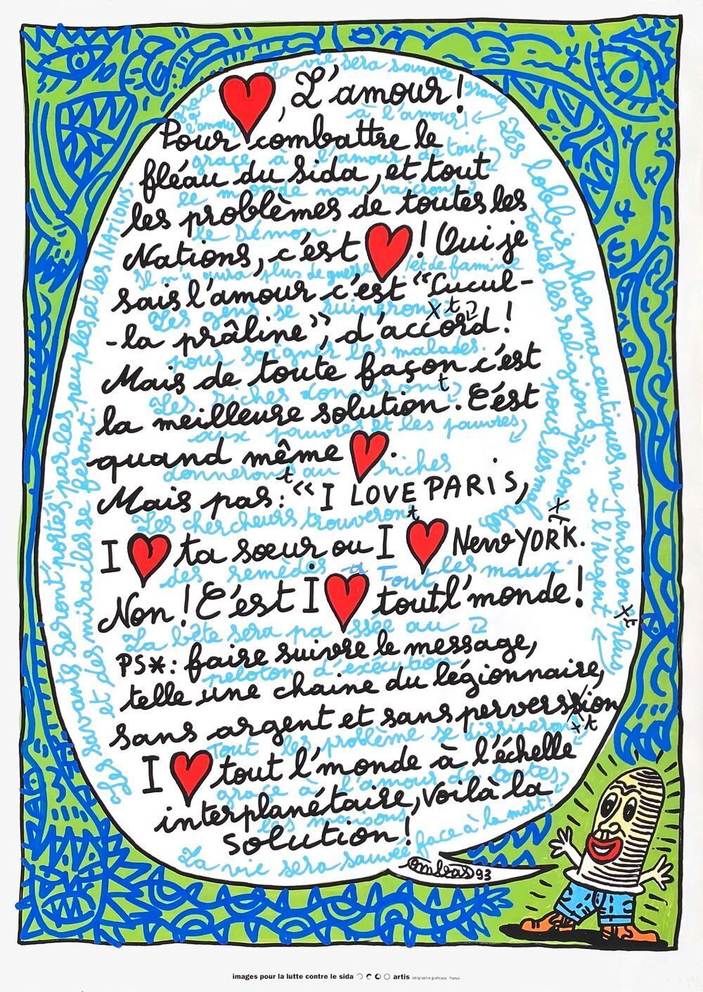 Robert Combas Poster L'amour (Sida) 1993