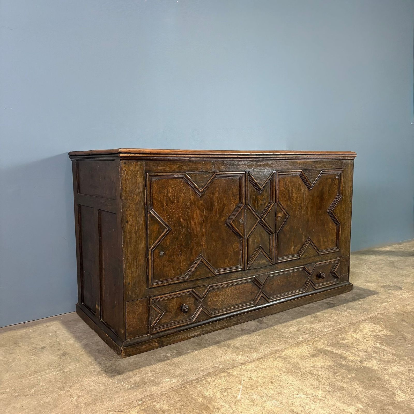 Antique Carved Oak Geometric Blanket Box/Chest Coffer Regency photo vinterior
