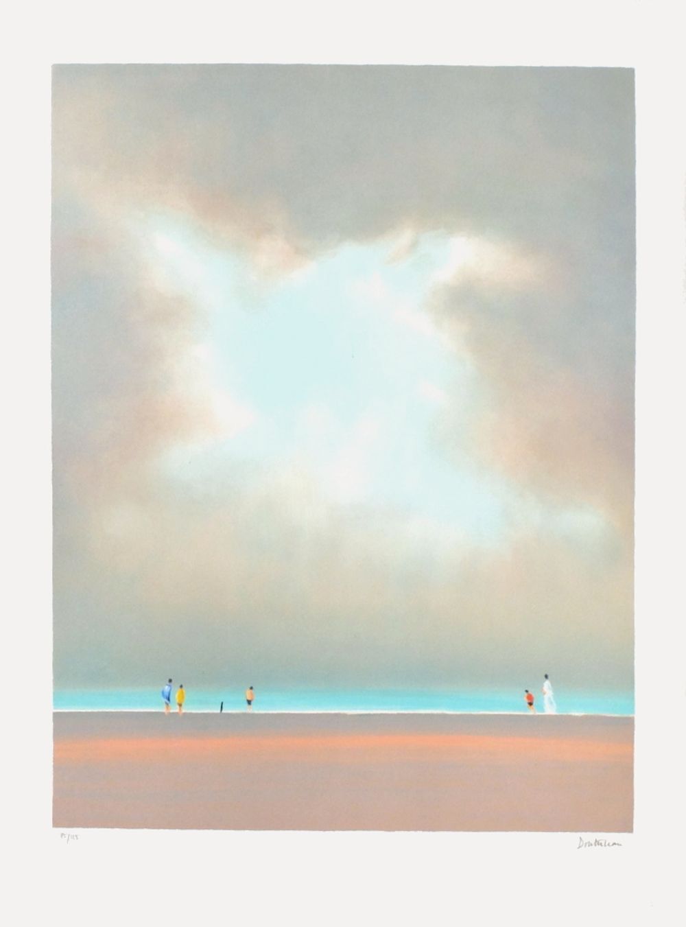 Lithographie signée Pierre Doutreleau, Après Midi Sur La Plage, 1990