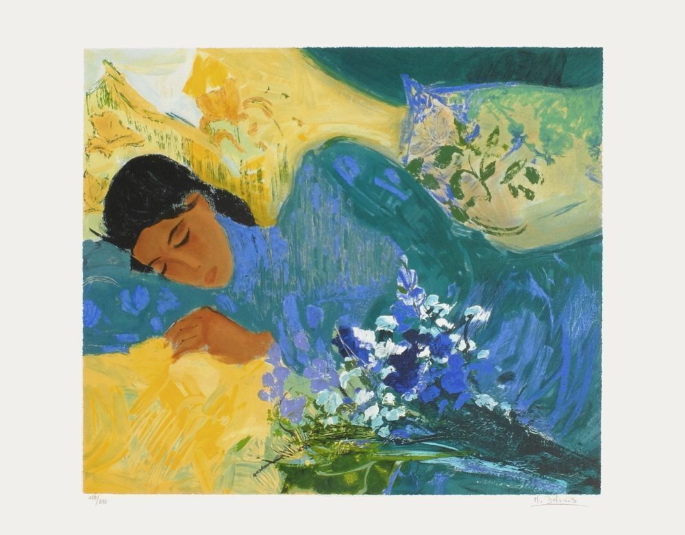 Nancy Delouis Gesigneerde Lithografie Douceur