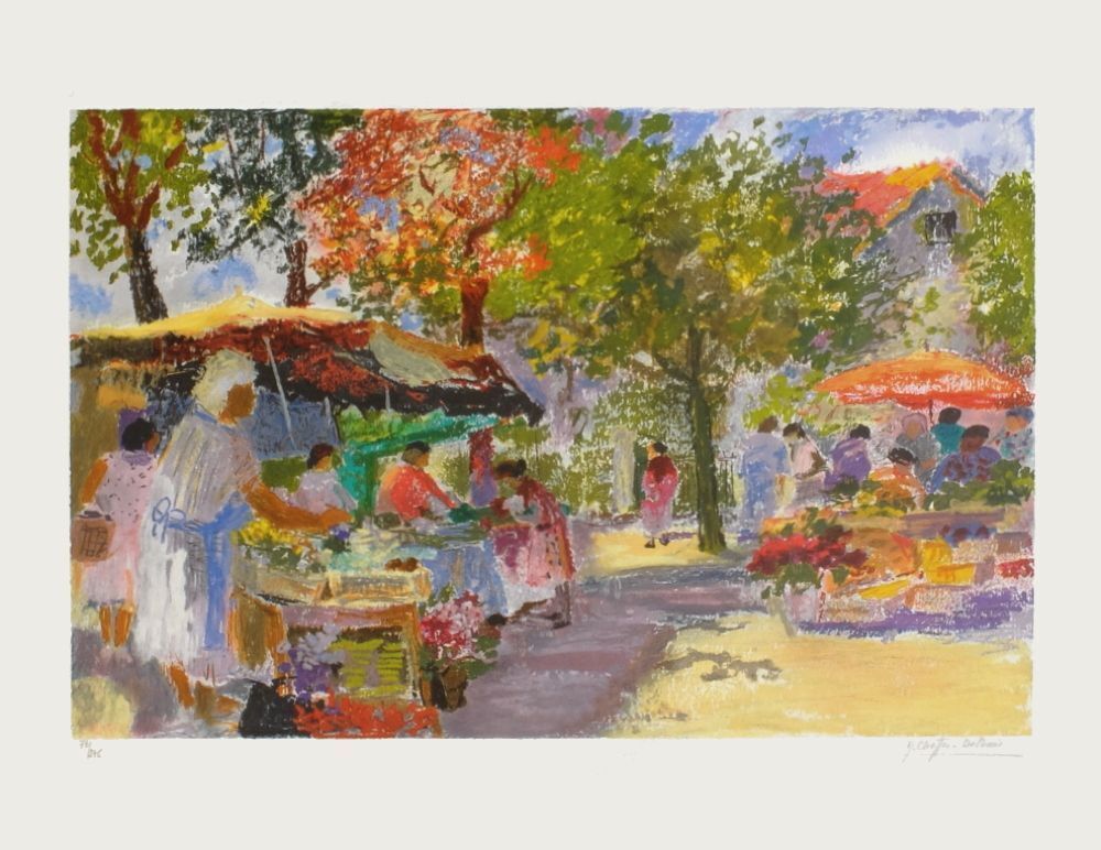 Yvonne Cheffer Delouis Signed Lithograph Marché Place Des Carmes