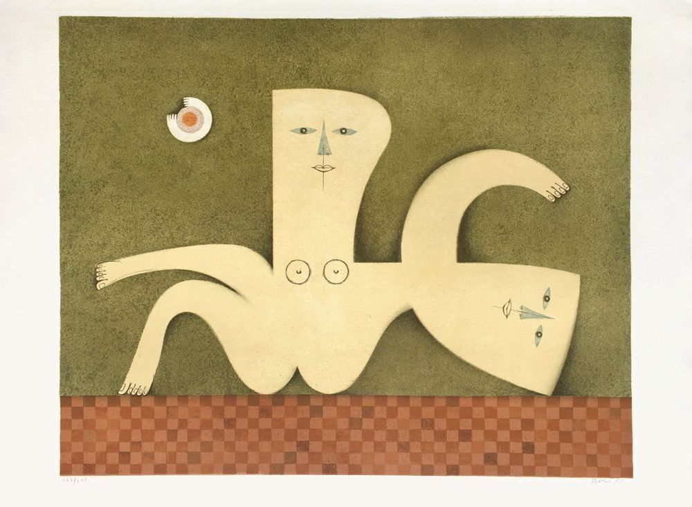Samy Briss Gesigneerde Lithografie Double Personnalité
