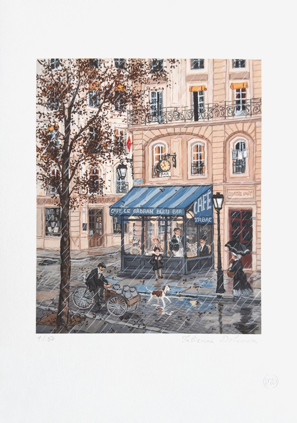 Estampe pigmentaire d'archives signée Fabienne Delacroix, Paris - Le Cadran Bleu, 2024