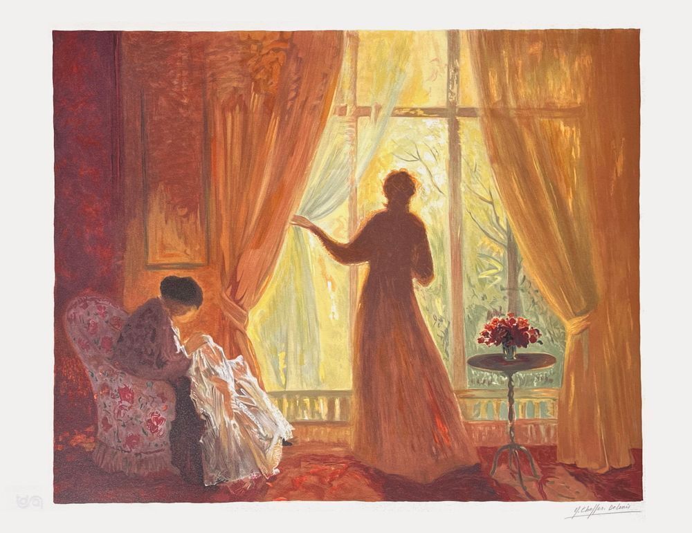 Yvonne Cheffer Delouis Signed Lithograph A La Fenêtre