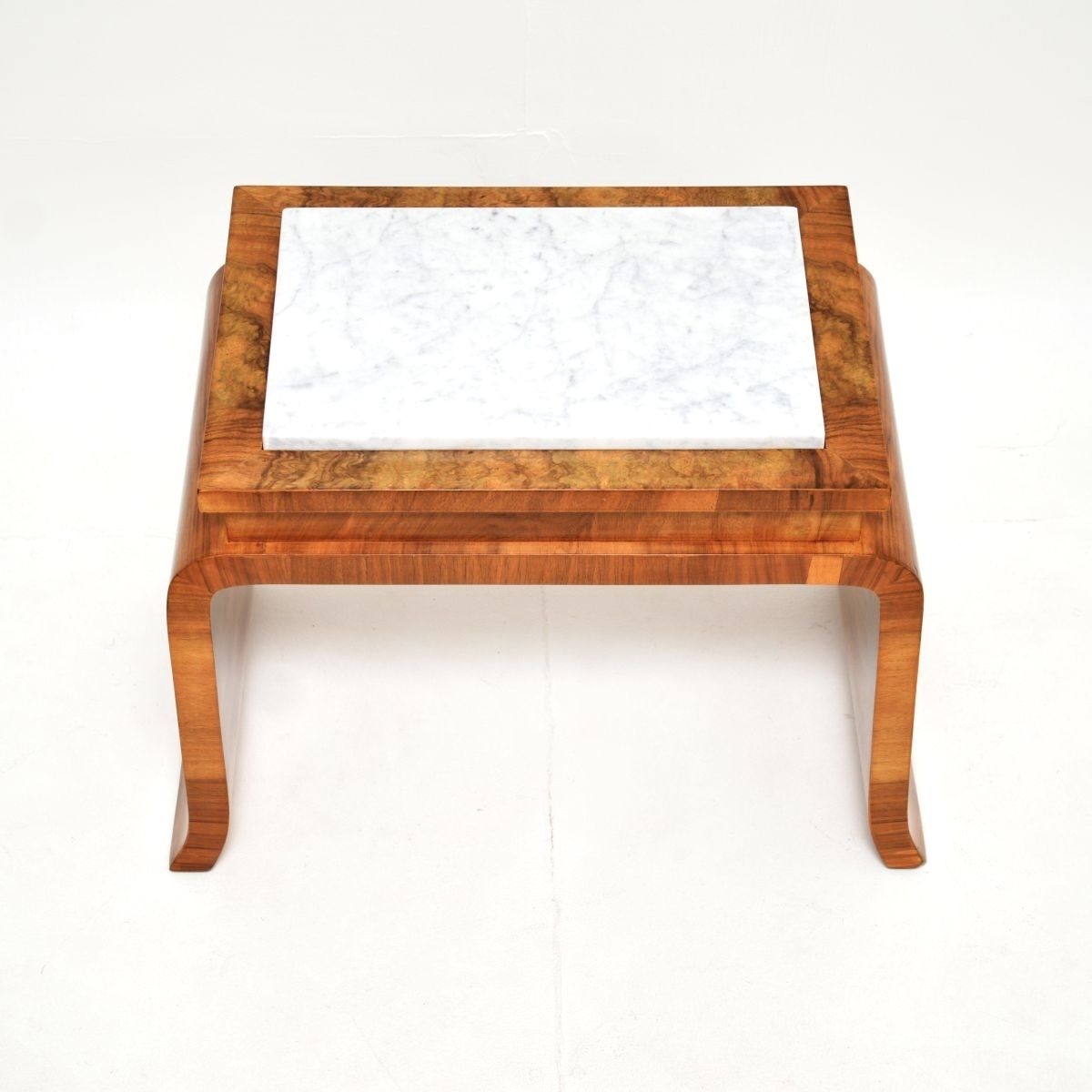 Art Deco Burr Walnut Marble Top Side Table photo Furniture