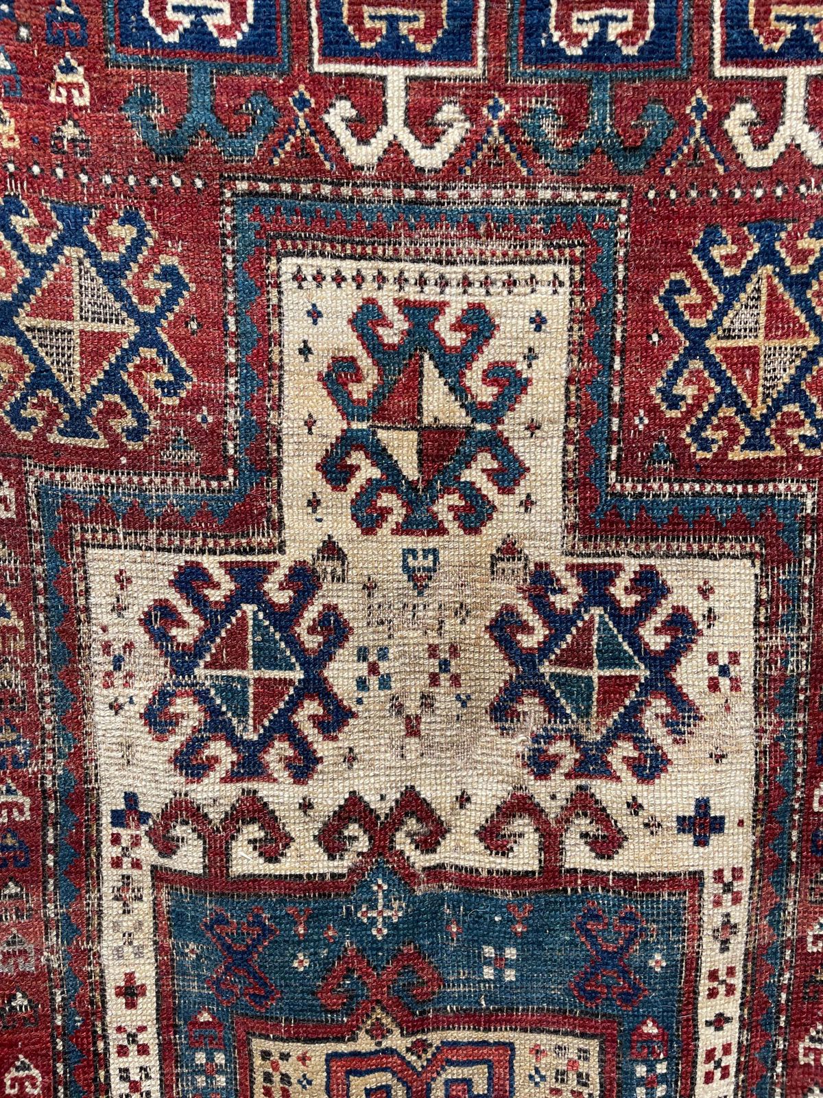 Antique Caucasian Kazak Prayer Rug photo vintage