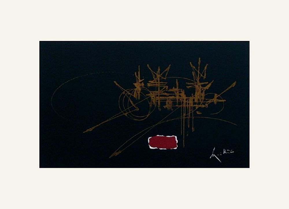 Georges Mathieu Screenprint Composition Fond Noir 1992