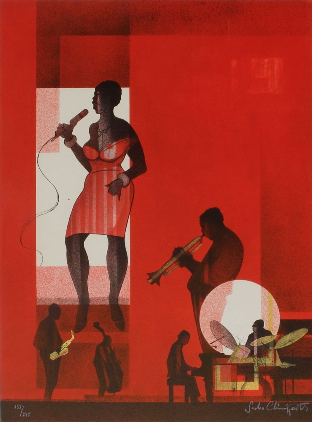 Sacha Chimkevitch Gesigneerde Lithografie Hot Swing